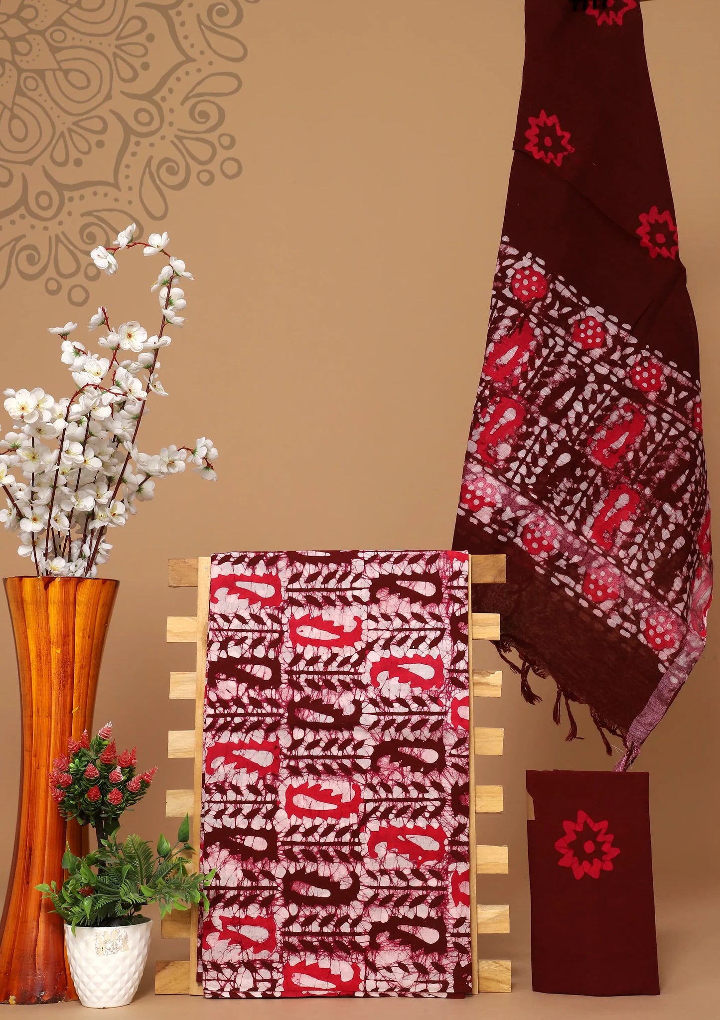 Baumwollanzug mit Leinendupatta