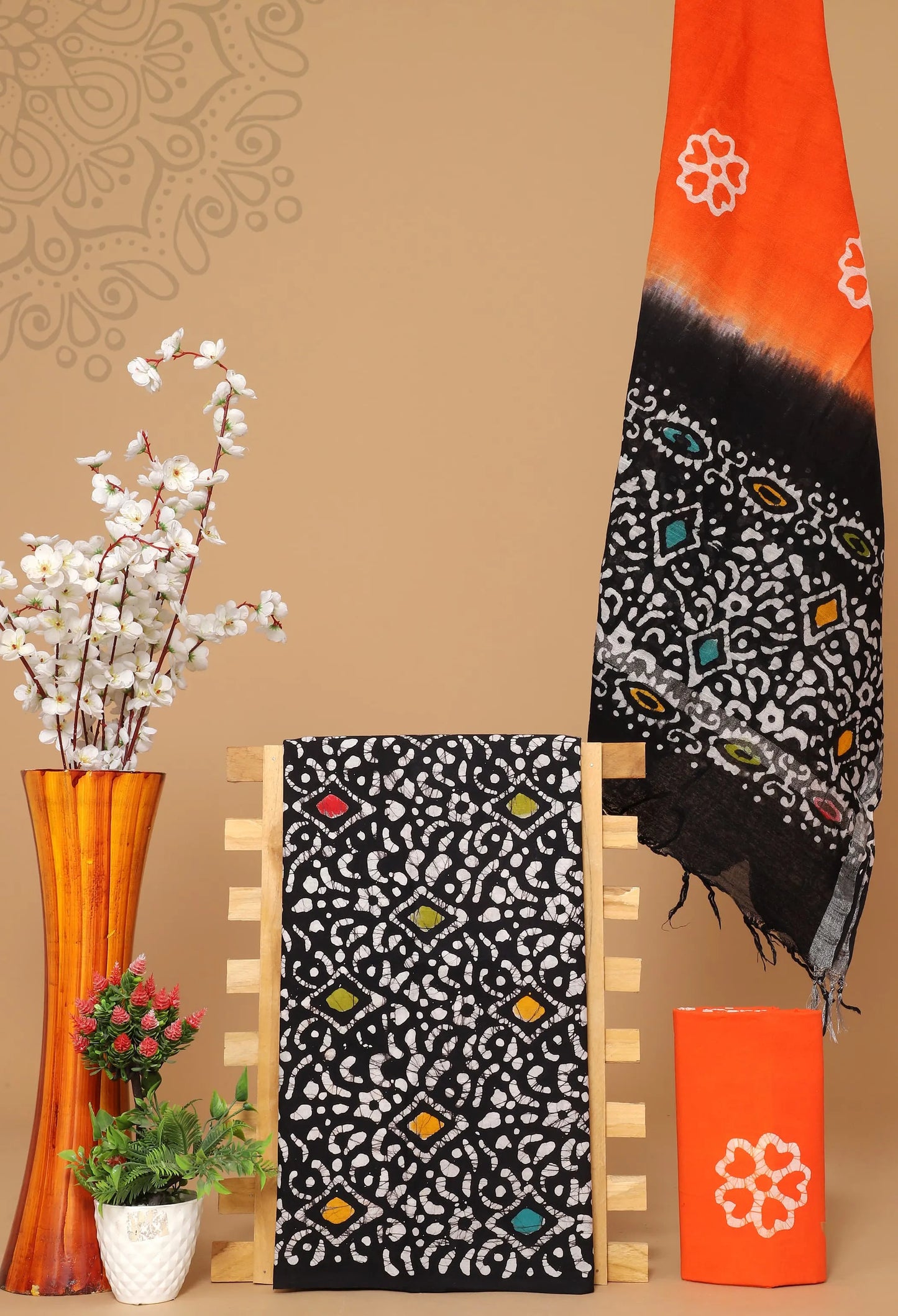 Baumwollanzug mit Leinendupatta