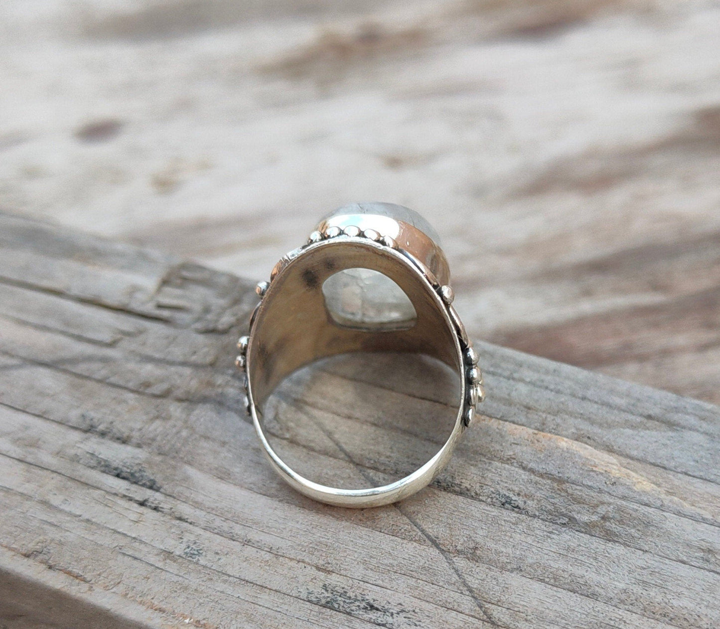 Moonstone Boho Ring - Rainbow Moonstone Sterling Silver Ring statement ring -free shipping ring minimalist handmade jewelry gift bestseller