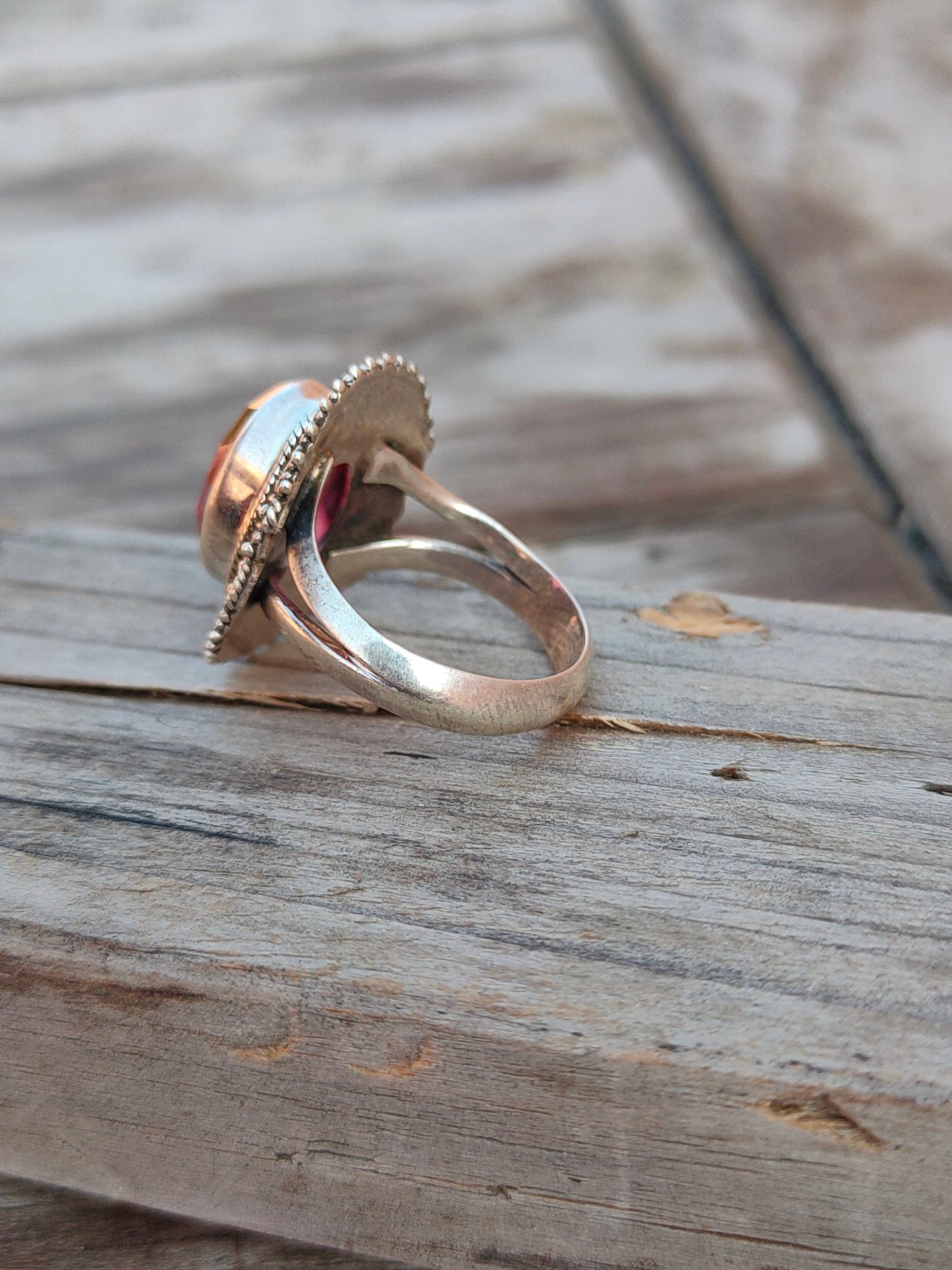 Boho Statement Ring | Pink Glass Sterling Silver Ring | Hand Crafted Bohemian Ring | Boho Ring | Pink Glass Ring | Rings for Gift