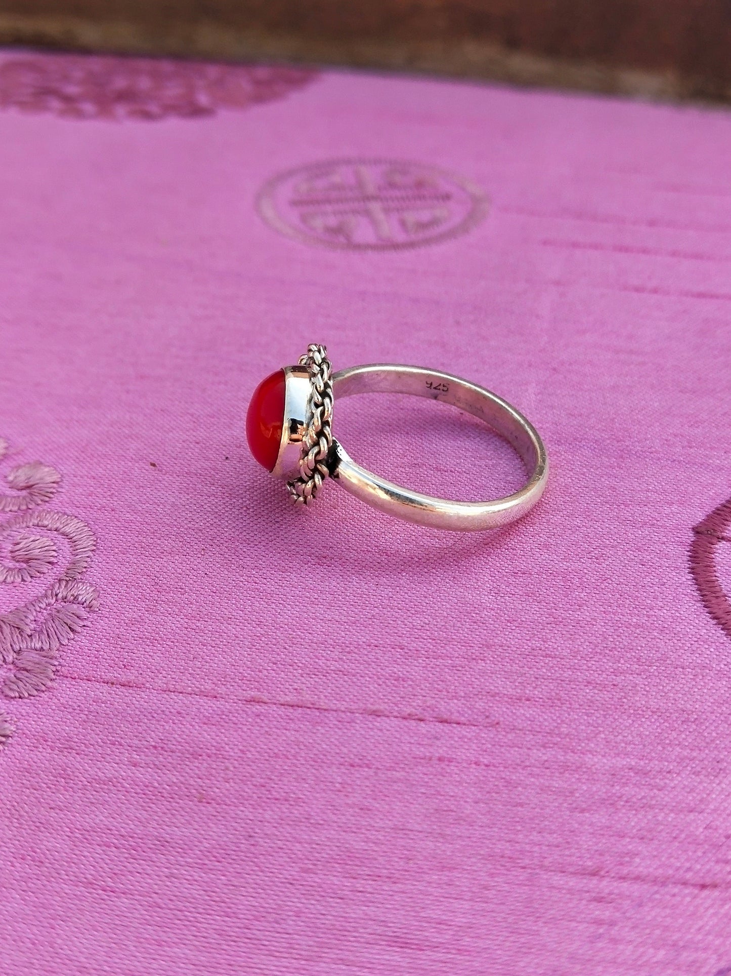 Boho Statement Ring - Korallenstein Sterling Silber Ring - Handgemachter Boho Ring - Boho Ring Korallenring - Ringe - Geschenk für