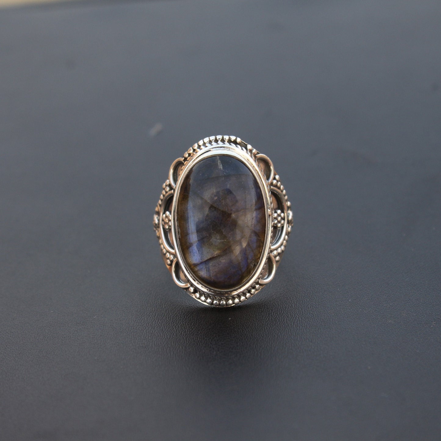 Boho Statement Ring - Labradorite Sterling Silver Ring - Hand Crafted Bohemian Ring-Bohemian Ring - Labradorite - Rings -Gift for