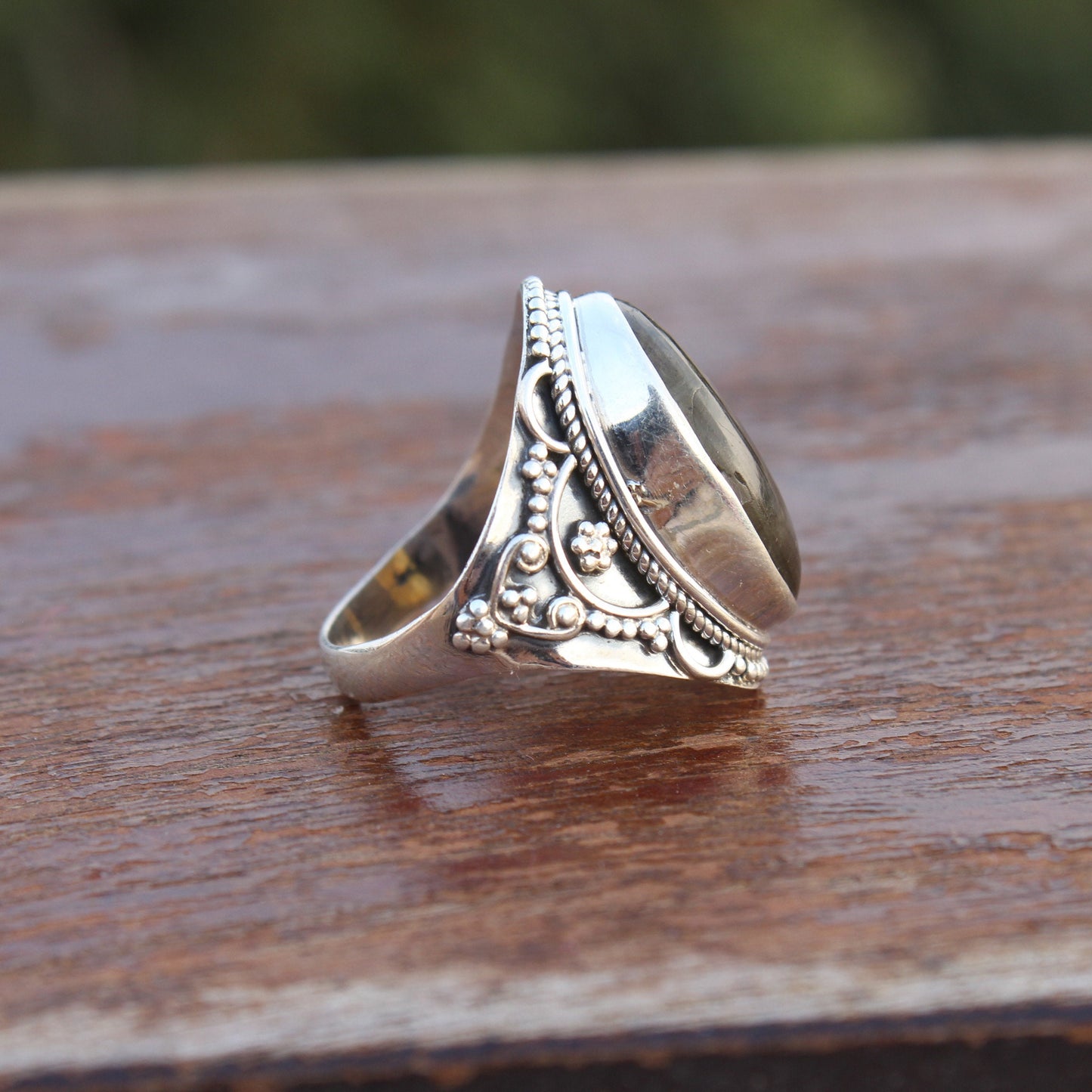 Boho Statement Ring - Labradorite Sterling Silver Ring - Hand Crafted Bohemian Ring-Bohemian Ring - Labradorite - Rings -Gift for