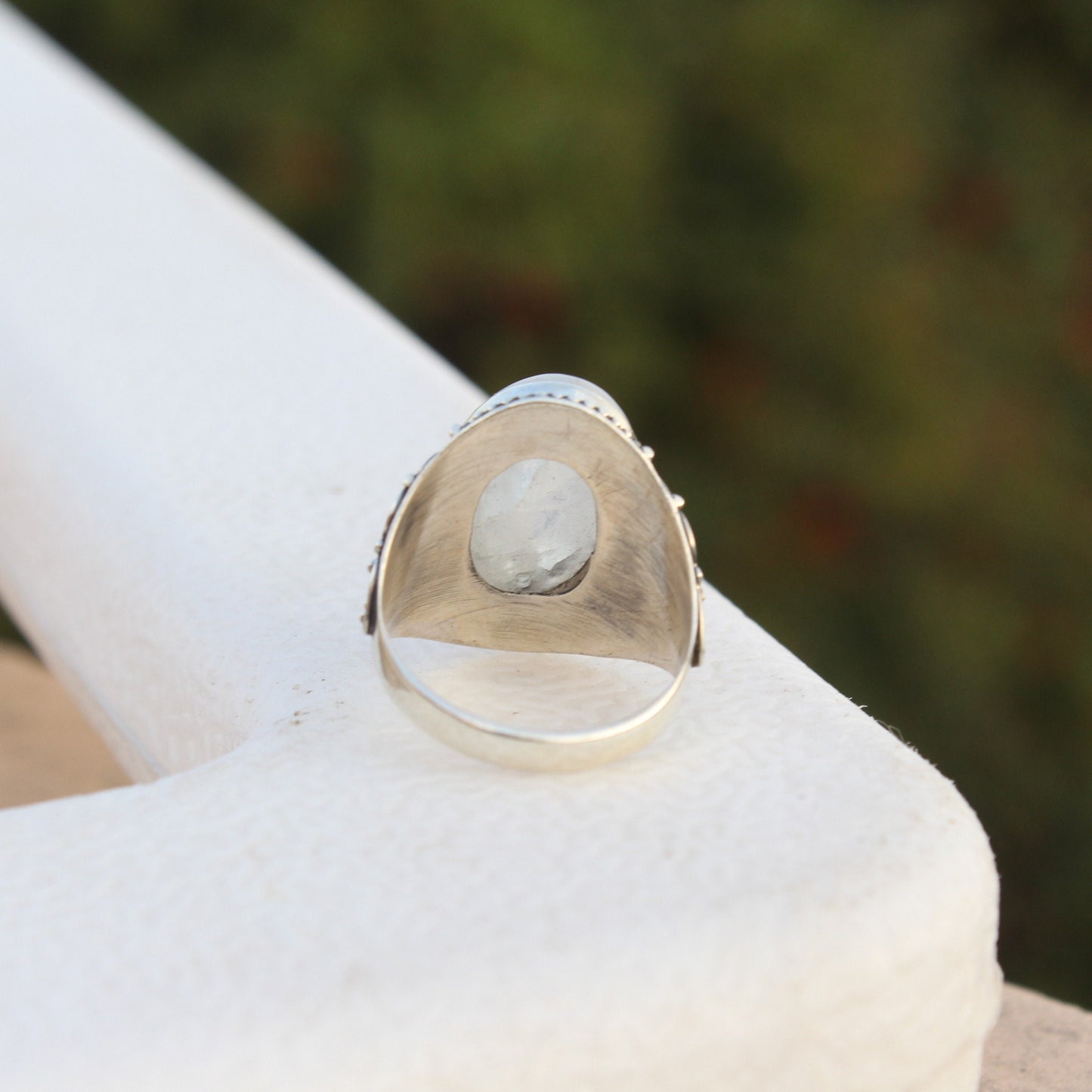 Boho Statement Ring - Rainbow Moonstone Sterling Silver Ring - Hand Crafted Bohemian Ring-Bohemian Ring - Rainbow Moonstone- Rings -Gift for