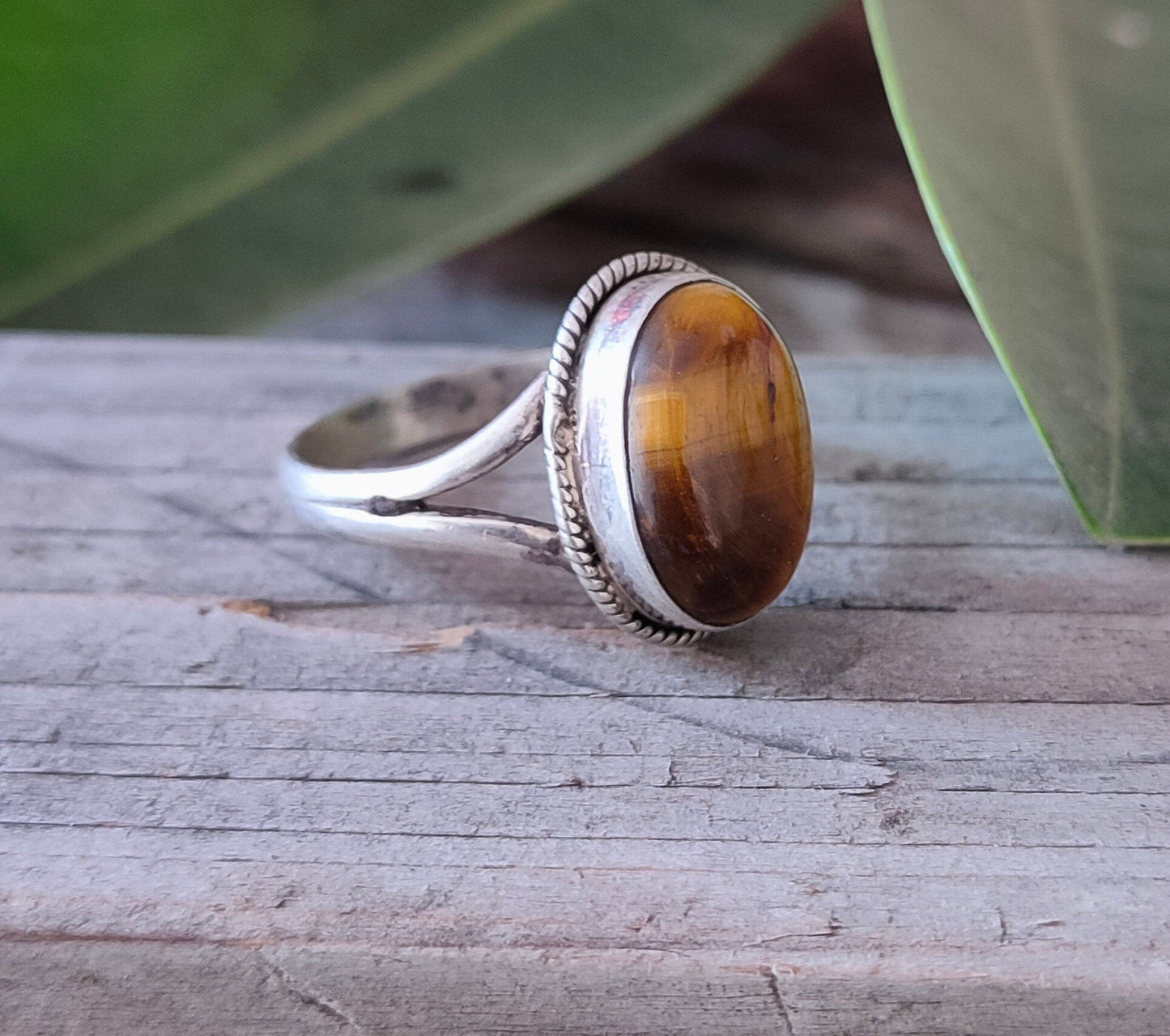 Boho Statement Ring - Tigerauge Sterling Silber Ring - Handgefertigter Bohemian Ring - Bohemian Ring - Tigerauge - Ringe - Tigerauge Ring