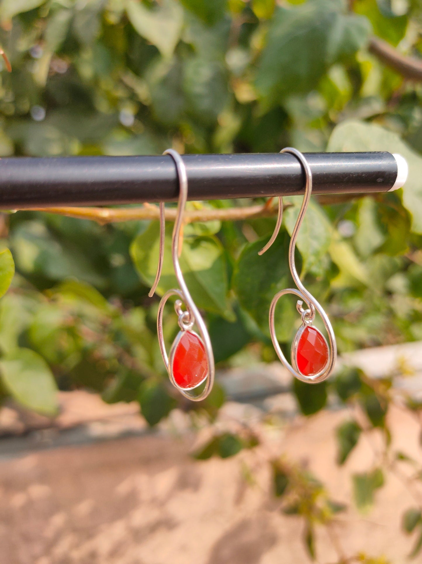 925 Red onyx Sterling Silver Handmade Earring Onyx stone Daily wearable Earrings Tear Drop Earrings Gift for Her