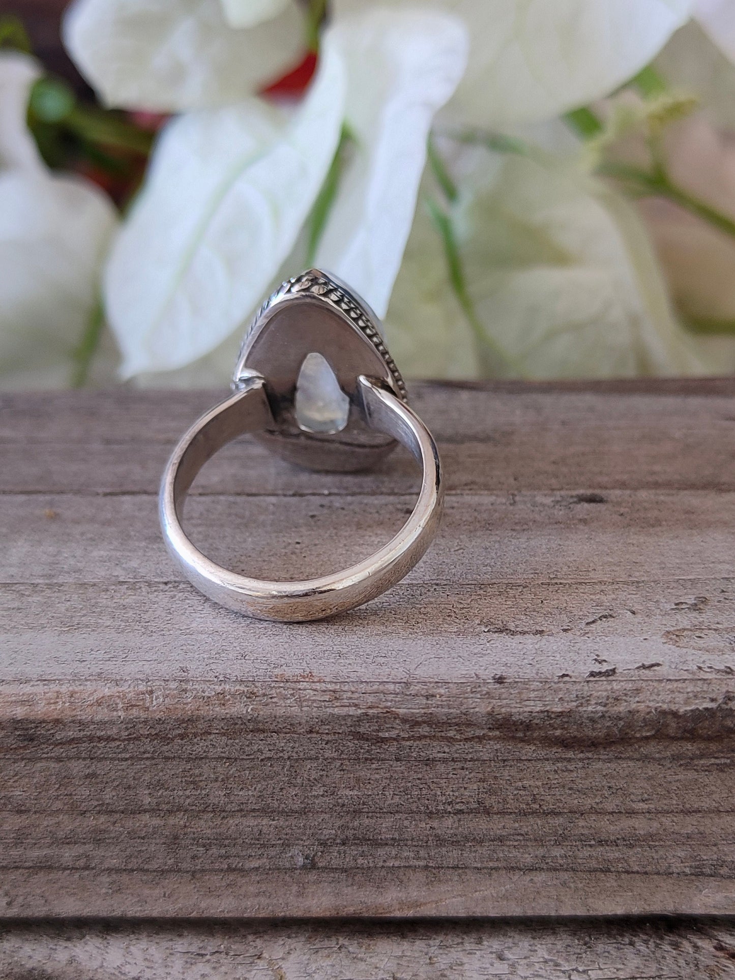 Boho Ring - Rainbow Moonstone Sterling Silver Ring - Hand Crafted Bohemian Ring-Bohemian Ring - Rainbow Moonstone - Rings -Gift for her