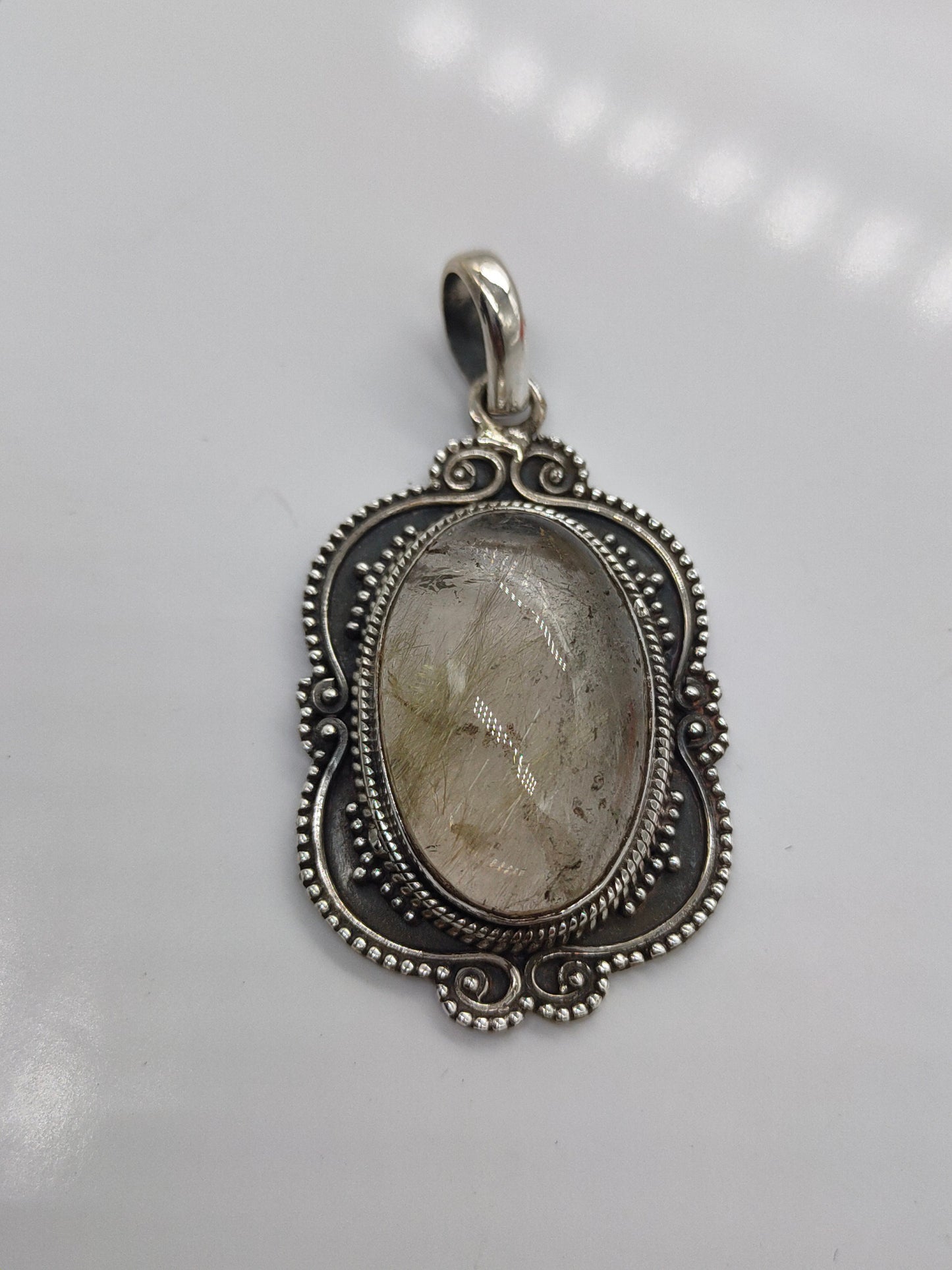 Pendentif en quartz rutile doré en argent sterling 925 massif | Magnifique pendentif en quartz rutile doré fait main | Cadeau pendentif bohème pour elle