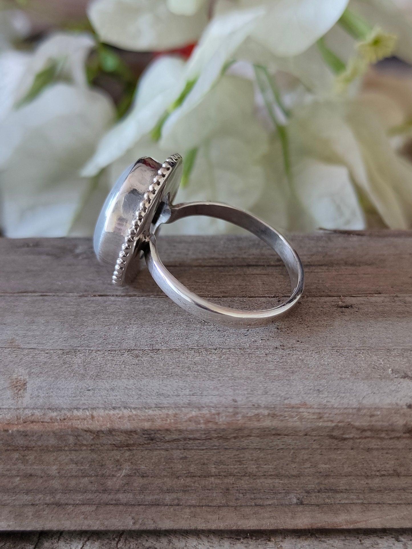 Boho Ring - Rainbow Moonstone Sterling Silver Ring - Hand Crafted Bohemian Ring-Bohemian Ring - Rainbow Moonstone - Rings -Gift for her