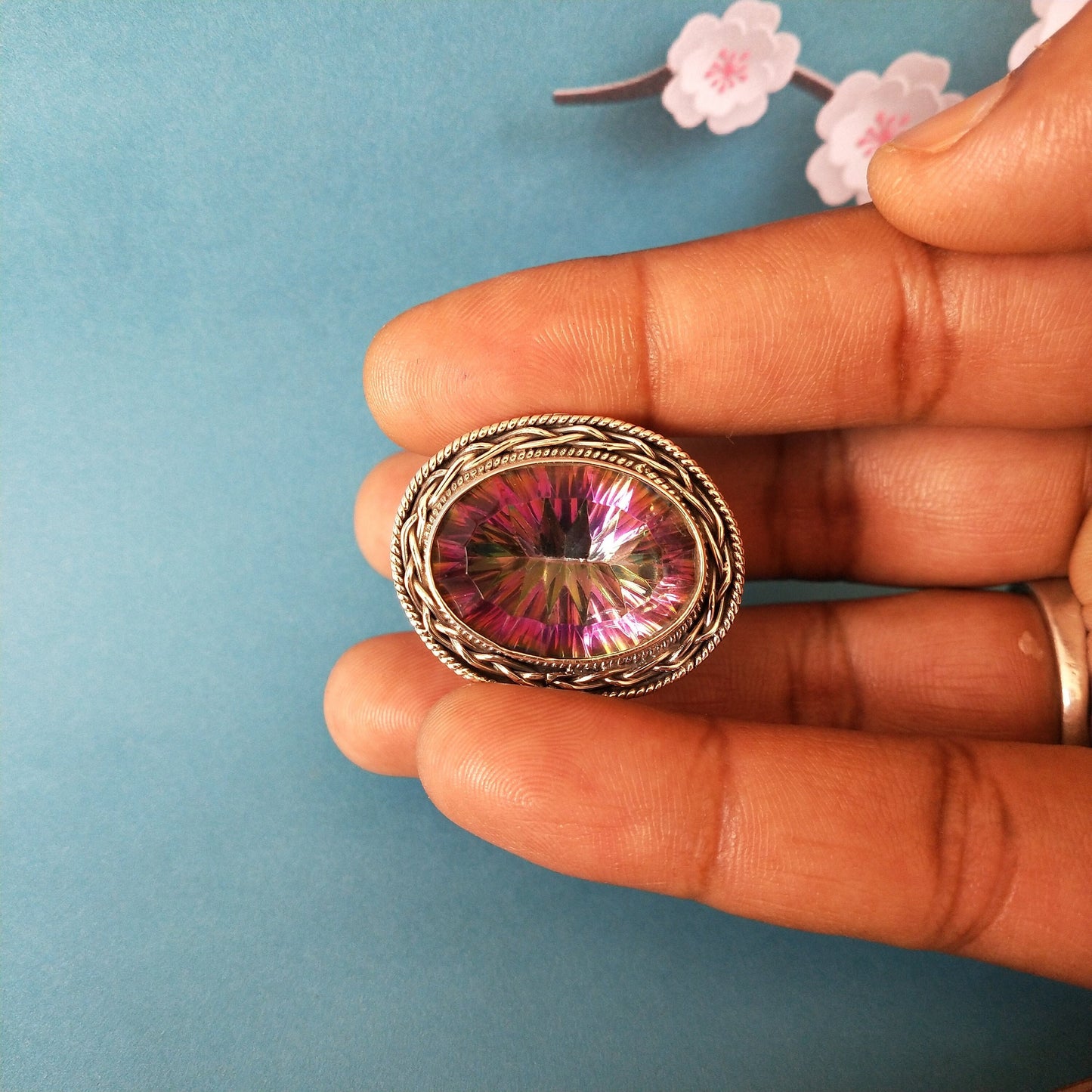 Mystic Quartz Boho Ring -Quartz Sterling Silver Ring - Boho Silver Ring - boho jewelry - silver ring - 925 silver ring - rings - handmade