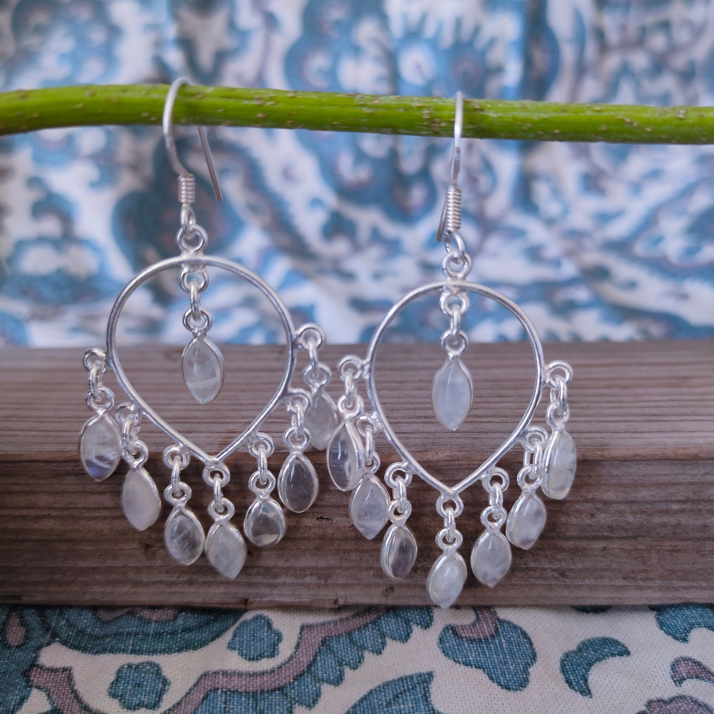 Natural Moonstone Silver Earrings - Handmade Earring Rainbow Moonstone Earrings - Silver Earrings Boho Earrings Gift for Her - earrings