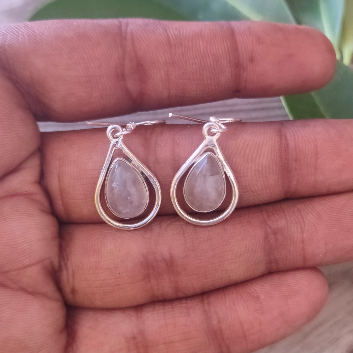 Rose Quartz 925 Sterling Silver Handmade Earring Rose Quartz Teardrop Shape Silver Earrings Boho Earrings Gift for Her