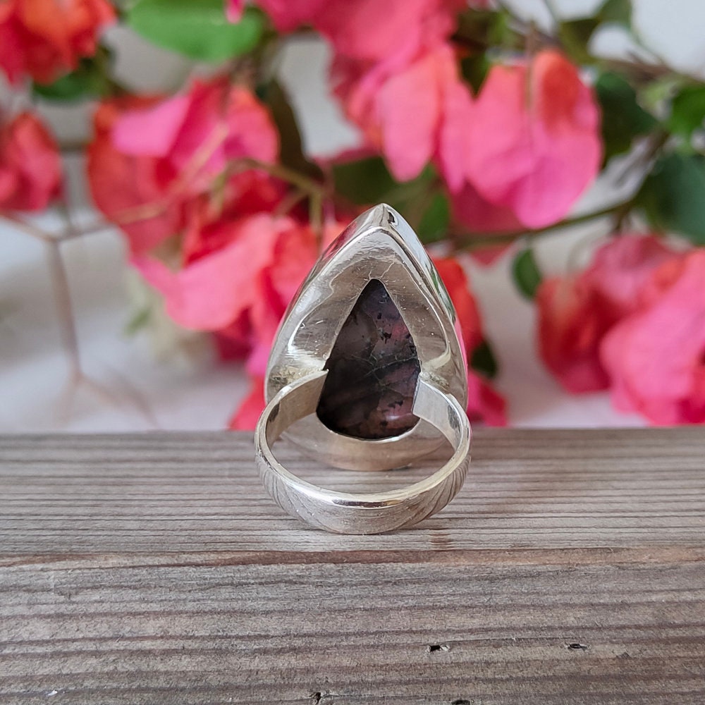 Labradorite Boho Statement Ring - Labradorite Silver Ring - Hand Crafted Bohemian Ring-Bohemian Ring -big Size Ring - Rings -Gift for
