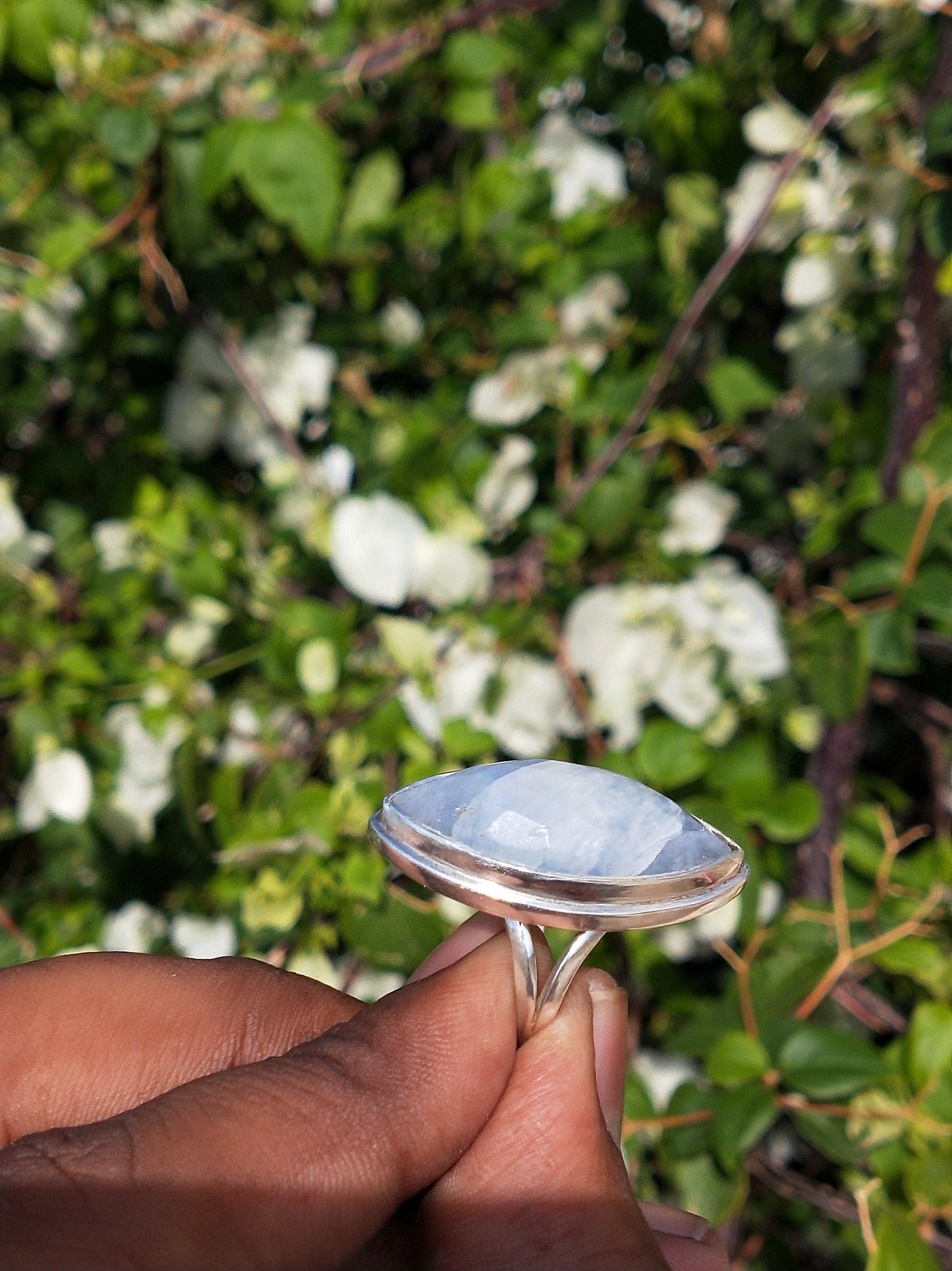 Moonstone Boho Ring - Rainbow Moonstone Sterling Silver Ring- Hand Crafted Bohemian Ring-Bohemian Ring-Marquise stone ring - Rings -Gift for