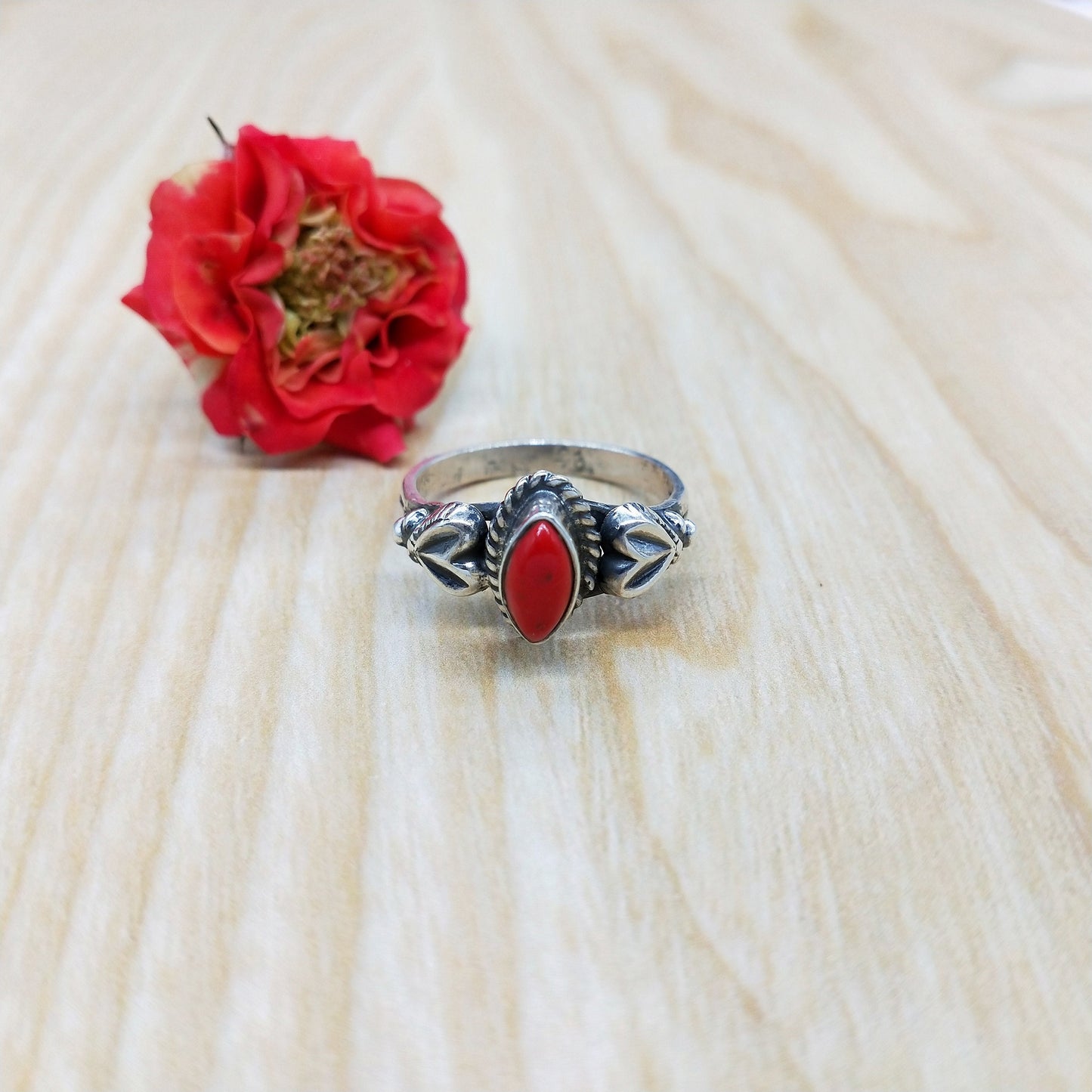 Boho Statement Ring | Coral Sterling Silver Ring | Hand Crafted Bohemian Ring | Boho Ring | Coral Ring | Rings for Gifts - Gifts for her