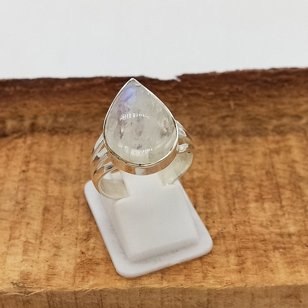 Moonstone Sterling Silver Ring - Hand Crafted Bohemian Ring-Bohemian Ring - Rainbow Moonstone- Boho silver ring , silver Rings -Gift for