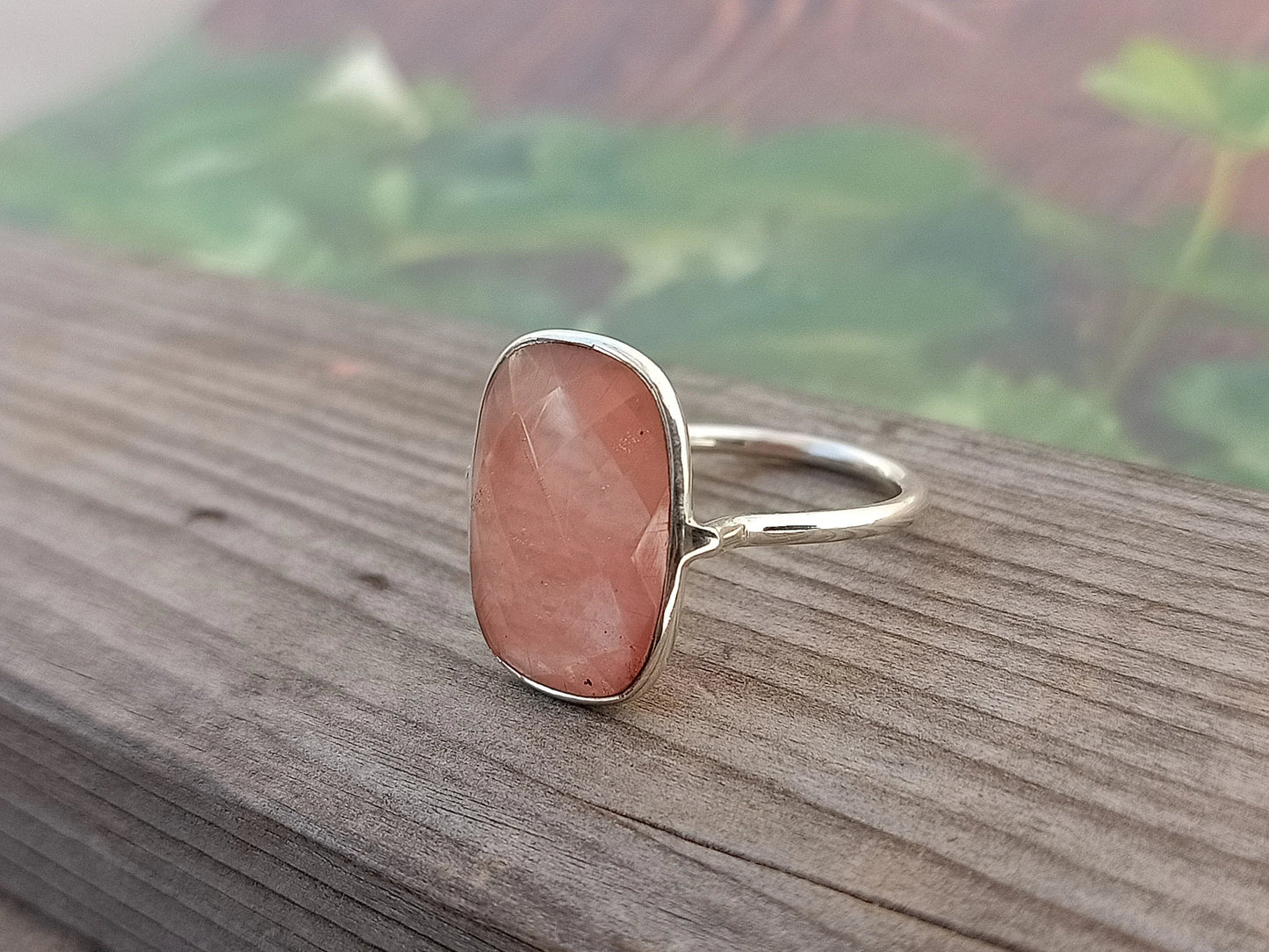 Boho Statement Ring - strawaberry calsi Sterling Silver Ring - Hand Crafted Bohemian Ring-Bohemian Ring - Rings , calsy ring