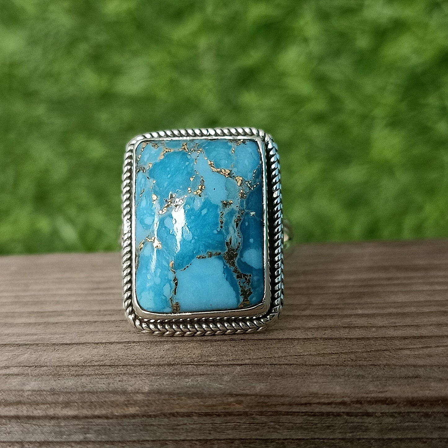 Boho Statement Ring - Composite Turquoise Sterling Silver Ring - Hand Crafted Bohemian Ring - Composite Turquoise Ring - Rings -Gift for Her