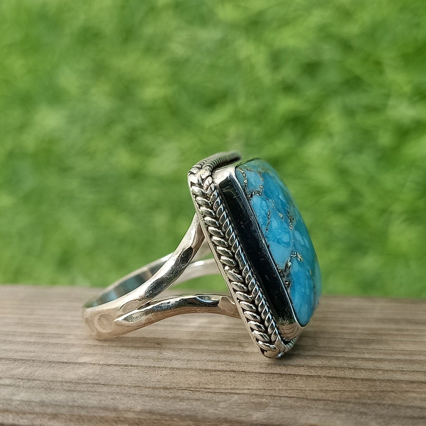 Boho Statement Ring - Composite Turquoise Sterling Silver Ring - Hand Crafted Bohemian Ring - Composite Turquoise Ring - Rings -Gift for Her
