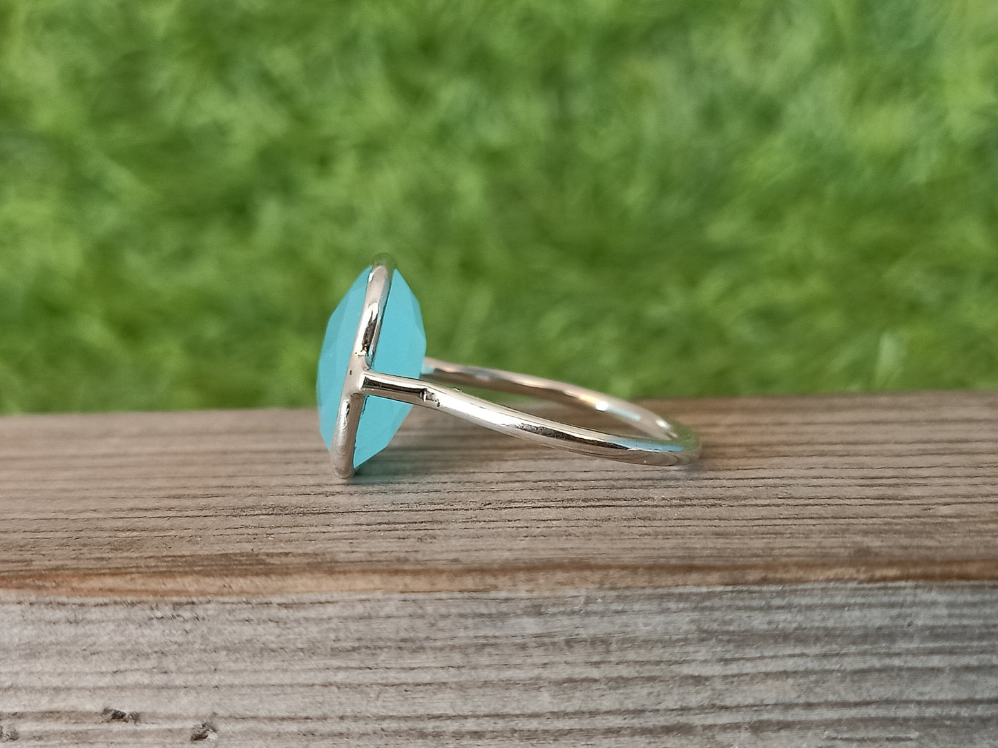 Boho Statement Ring - Aqua Quartz Sterling Silver Ring - Hand Crafted Bohemian Ring-Bohemian Ring - Aqua Quartz - Rings , aqua calcy ring