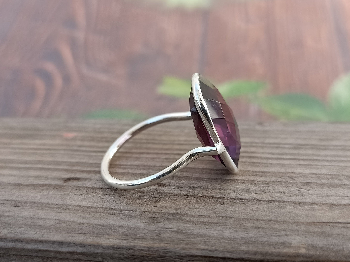 Boho Statement Ring - amethyst Sterling Silver Ring - Hand Crafted Bohemian Ring-Bohemian Ring - amethyst Natural Stone - Rings, amethyst