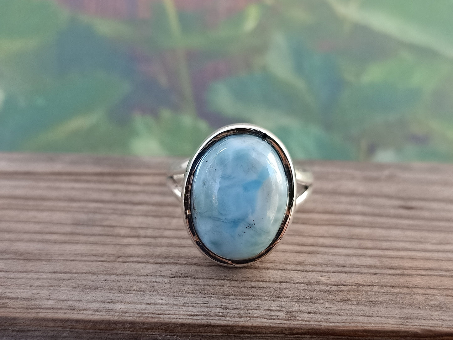 Natural Larimar top quality Stone ring - Larimar ring - 925 sterling silver ring - Oval shape ring - wedding Rings - silver rings- gifts