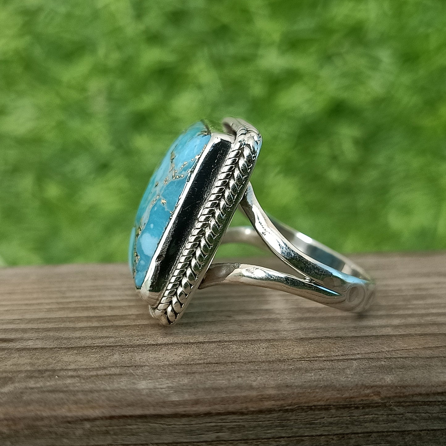 Boho Statement Ring - Composite Turquoise Sterling Silver Ring - Hand Crafted Bohemian Ring - Composite Turquoise Ring - Rings -Gift for Her