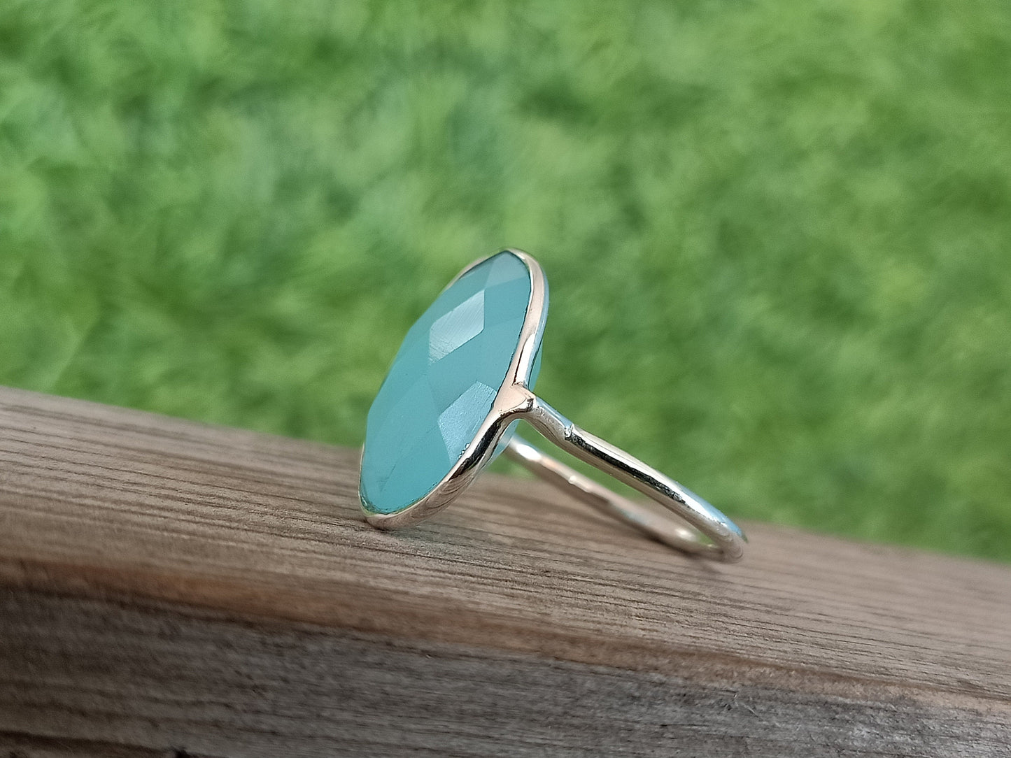 Boho Statement Ring - Aqua Quartz Sterling Silver Ring - Hand Crafted Bohemian Ring-Bohemian Ring - Aqua Quartz - Rings , aqua calcy ring