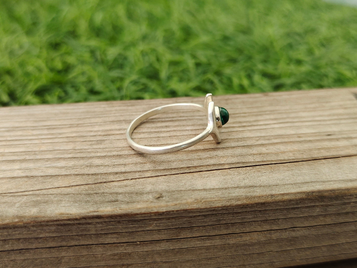 Malachite Gemstone sterling silver ring, handmade silver ring ,stacking silver ring ,charm silver ring ,handcrafted boho ring ,silver ring