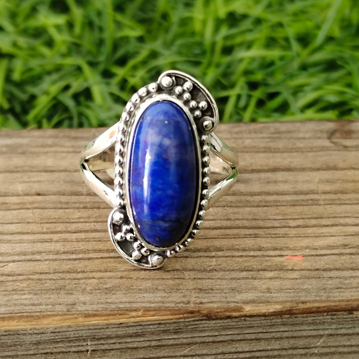 Boho Statement Ring - Lapis Lazuli Sterling Silver Ring - Hand Crafted Bohemian Ring - Bohemian Ring - Lapis Lazuli Ring - Rings - Gift for