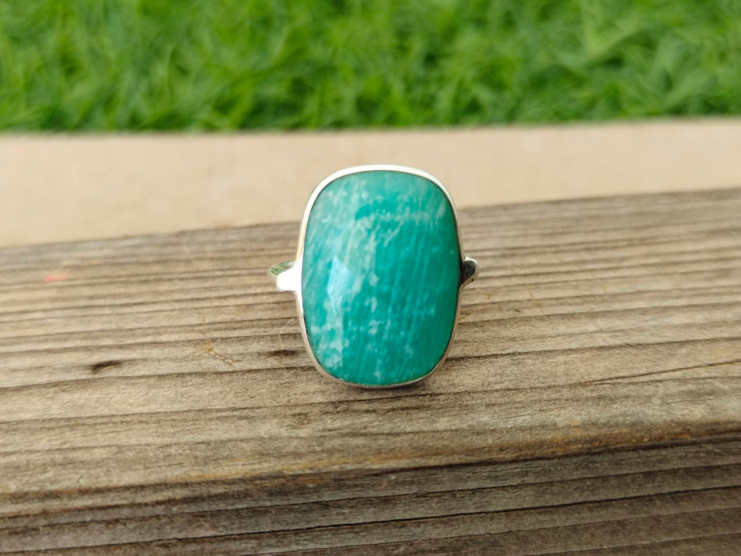 Boho Statement Ring - Amazonite Gemstone Sterling Silver Ring - Hand Crafted Bohemian Ring- Bohemian Ring - Amazonite Gemstone - Rings