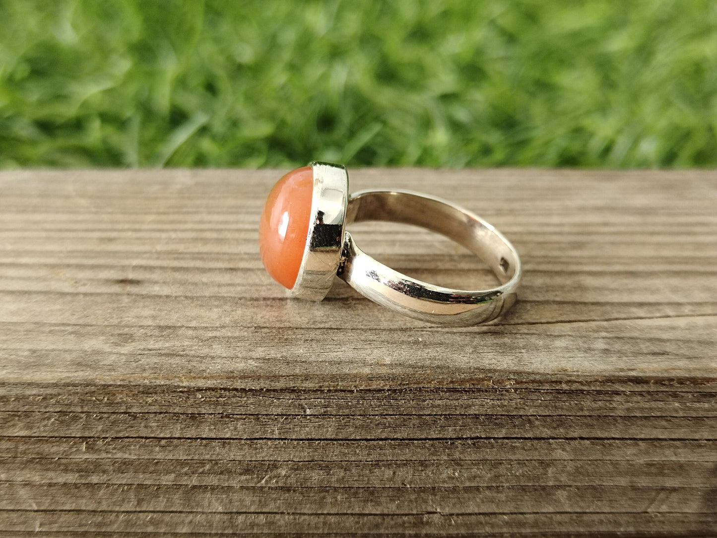 Boho Statement Ring - Orange Calcy Sterling Silver Ring - Hand Crafted Bohemian Ring-Bohemian Ring - Orange Calcy - Rings - Gift for her