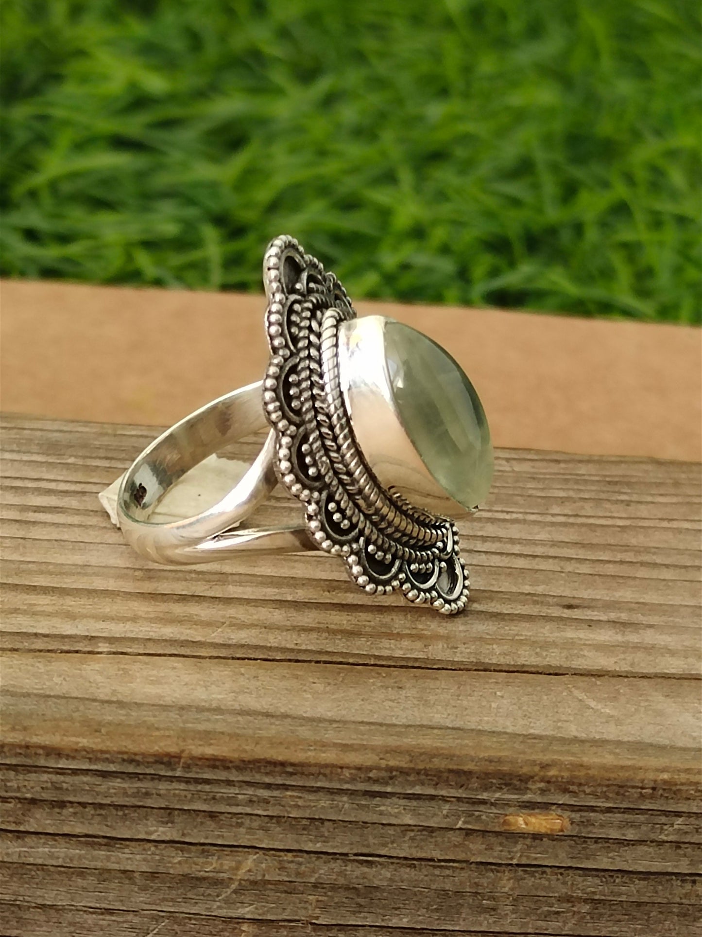 Prehnit Natürlicher Edelstein Ring - 925 Sterling Silber Ring - Handgemachter Ring - Grüner Edelstein Ring - Prehnit Ring - Bestseller Ring, Etsy Verkäufer