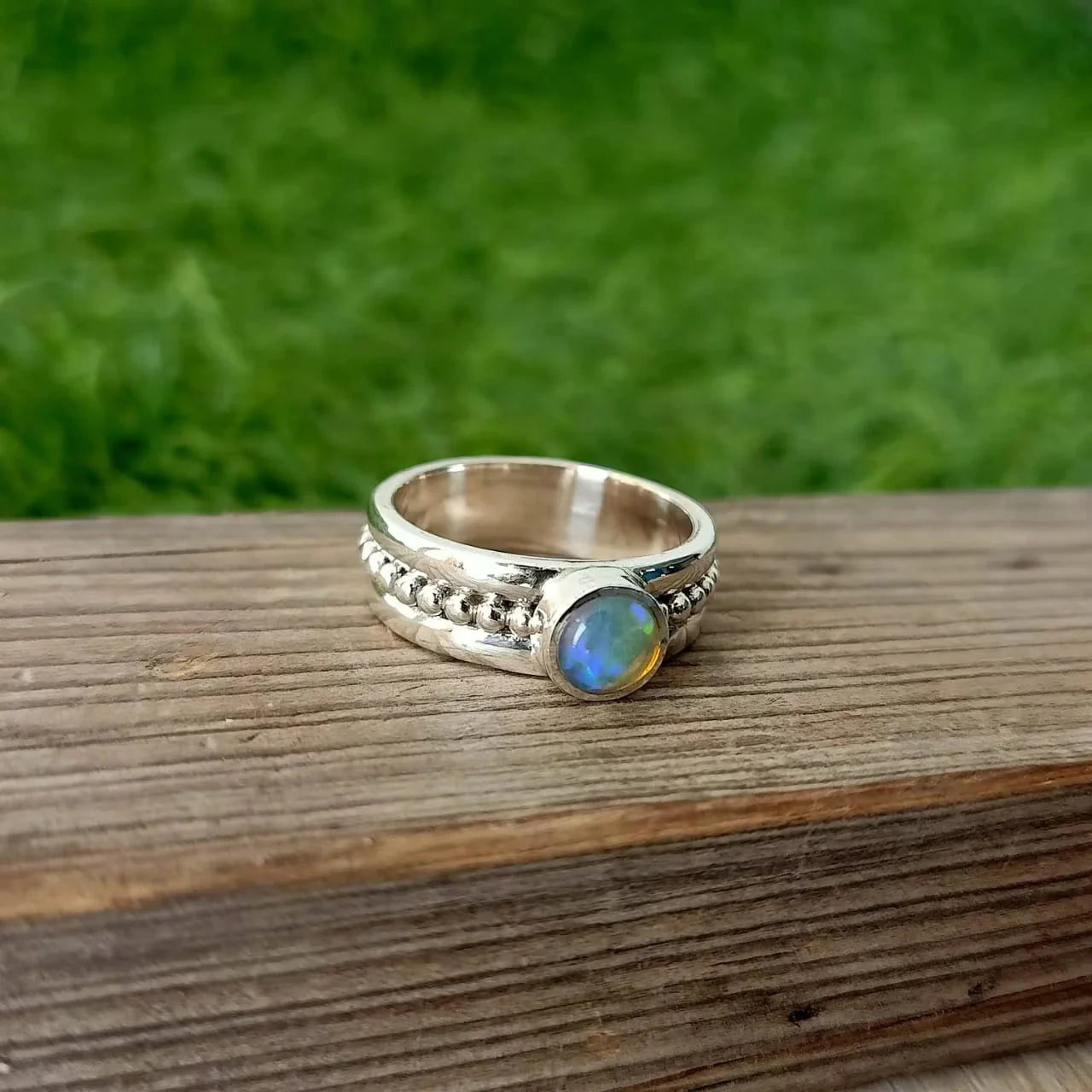 Opal Stone Band, Sterling Silver Band, Unique Band Silver Ring, Handmade Silver Ring, Bohemian Band, bands, band ring Opal band , stacking