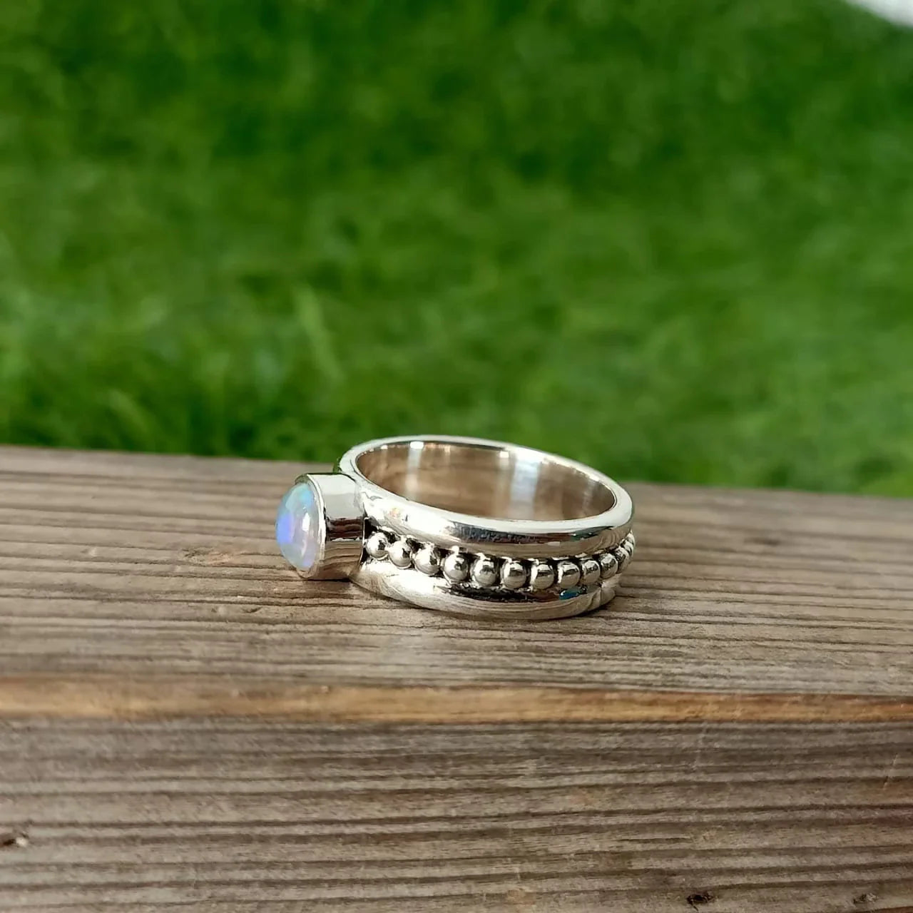 Opal Stone Band, Sterling Silver Band, Unique Band Silver Ring, Handmade Silver Ring, Bohemian Band, bands, band ring Opal band , stacking