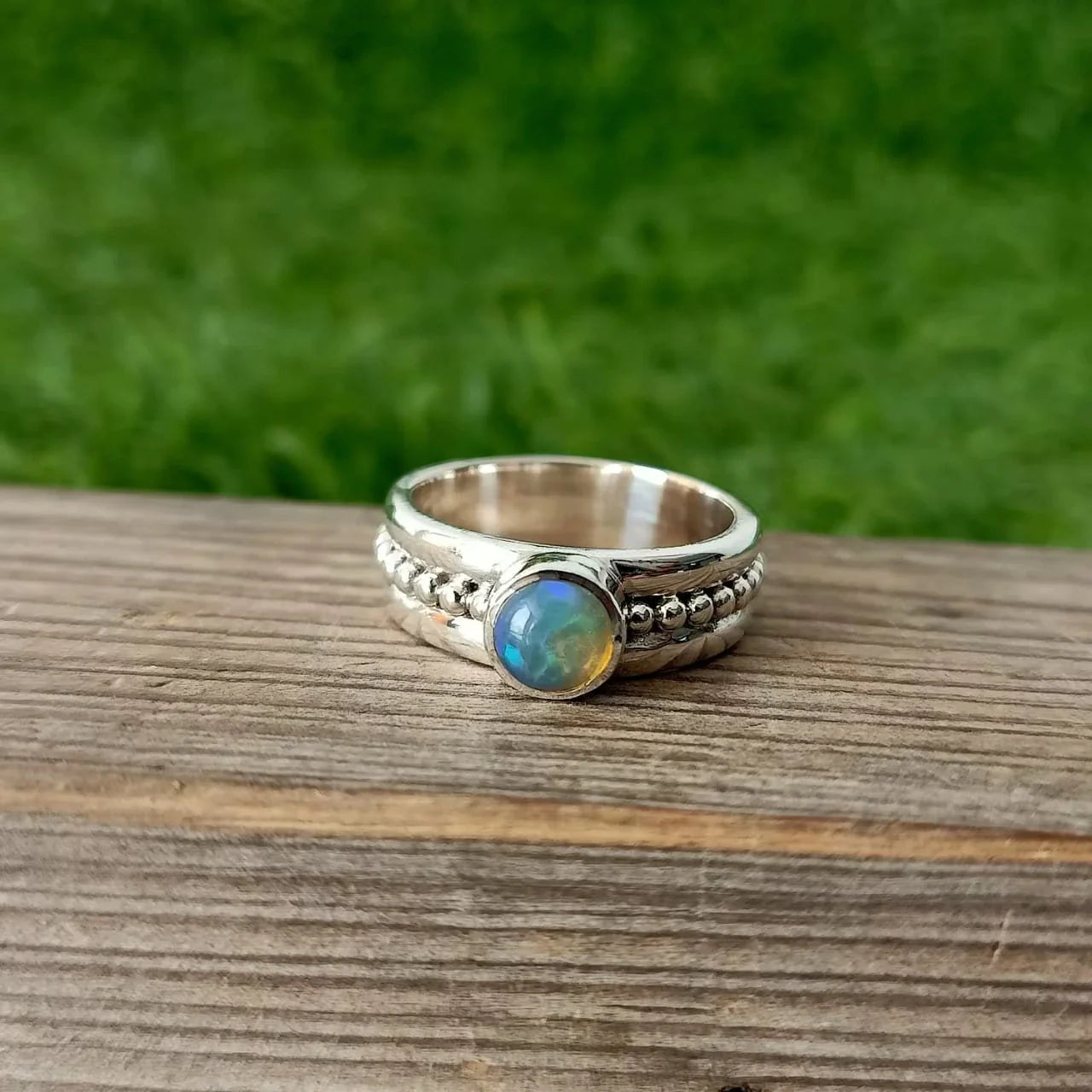 Opal Stone Band, Sterling Silver Band, Unique Band Silver Ring, Handmade Silver Ring, Bohemian Band, bands, band ring Opal band , stacking