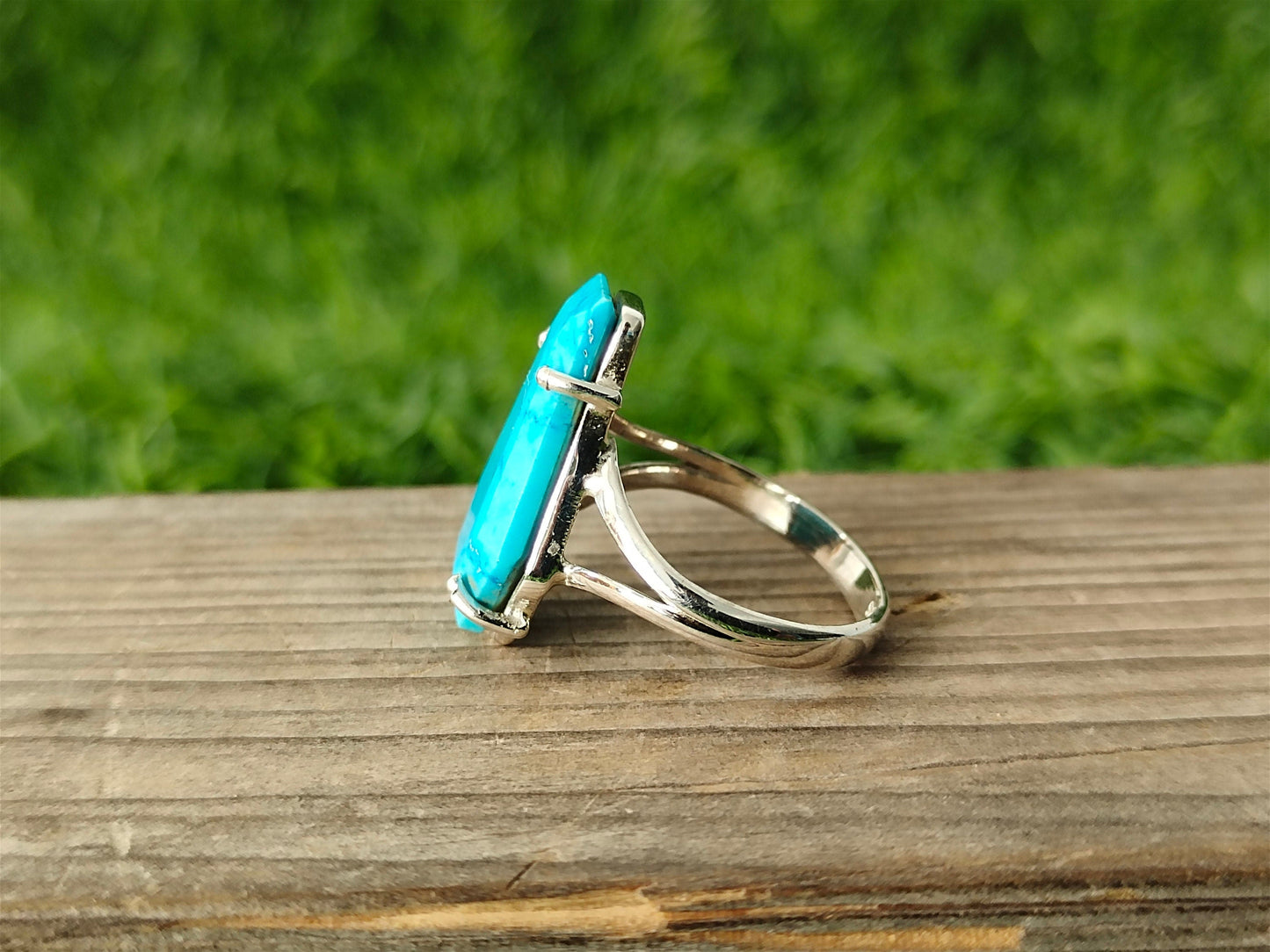 Turquoise Gemstone Boho Ring - 925 Sterling Silver Ring - Turquoise coffin ring -Bohemian Ring - Turquoise ring- coffin ring - Rings -Gifts