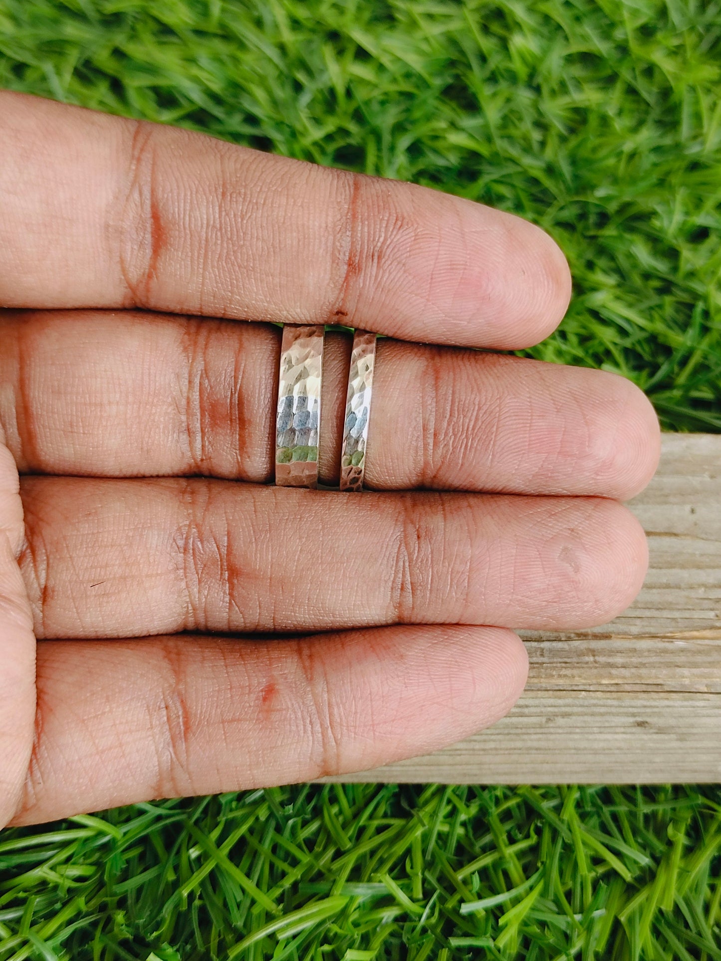 Hammered Stacking Silver Double Band ring ,Silver Stacking Ring ,2 Round Hammered Band Ring ,925 stacking ring ,Silver band , Statement ring