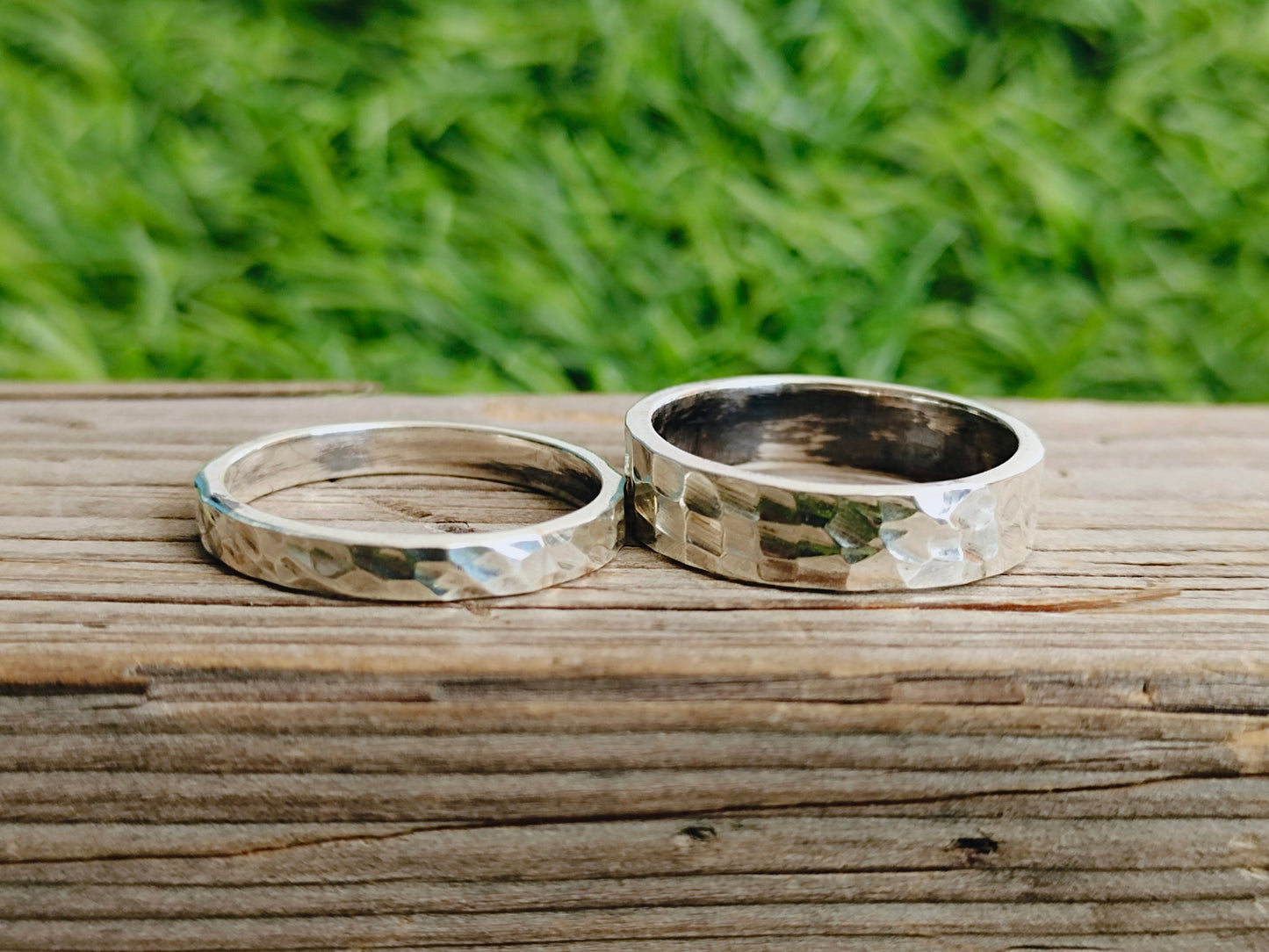 Hammered Stacking Silver Double Band ring ,Silver Stacking Ring ,2 Round Hammered Band Ring ,925 stacking ring ,Silver band , Statement ring