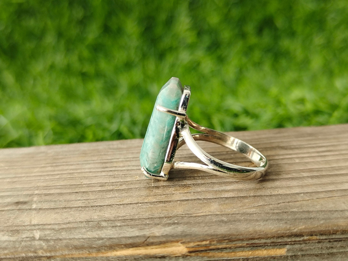 Coffin Ring - Amazonite Gemstone Sterling Silver Ring - Hand Crafted Bohemian Ring- Bohemian Ring - Amazonite Gemstone - Rings - - Boho