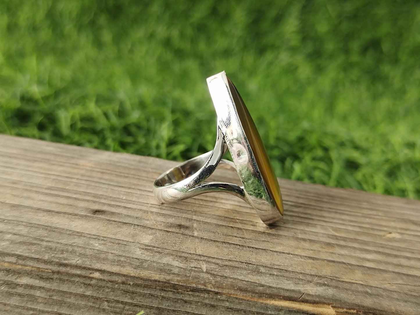 Boho Statement Ring - Gelber Calci Sterling Silber Ring - Handgemachter Boho Ring - Boho Ring - Gelbe Calci Ringe - Geschenk für sie