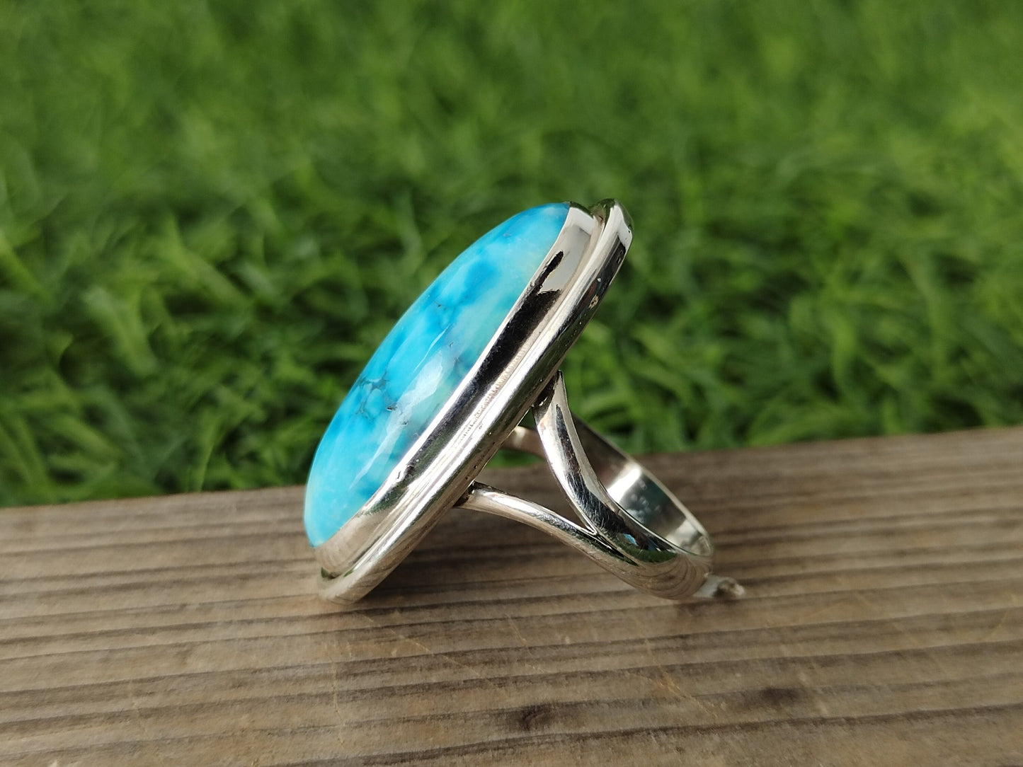 Türkisfarbener Mittelfingerring, handgemachter silberner Boho-Ring, Boho-Silberring, großer Boho-Ring, Silberring, Türkisring, Geschenke