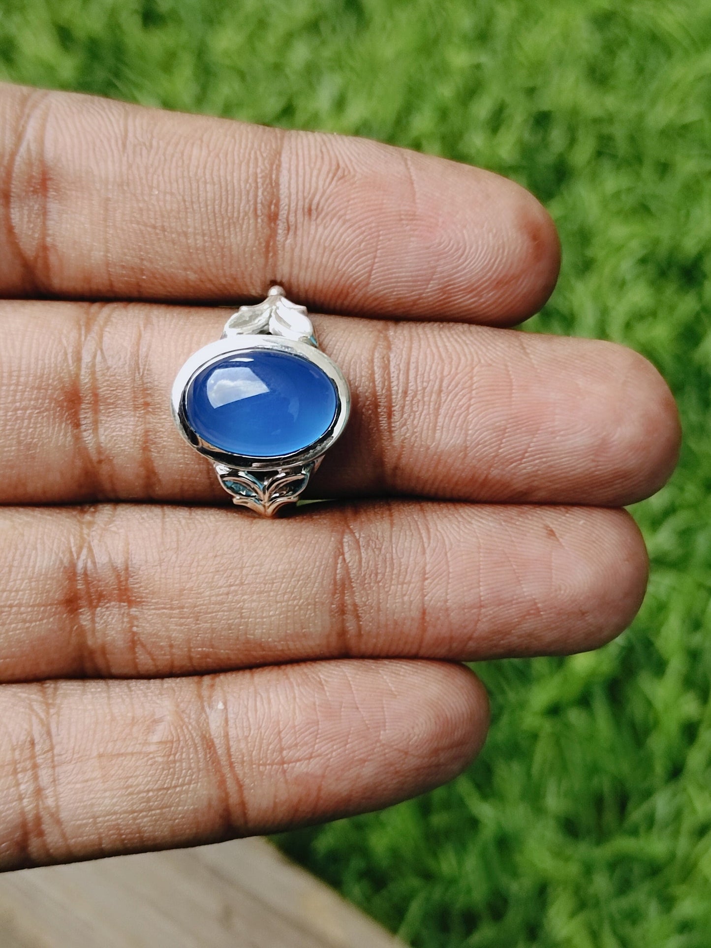 Boho ring- blue calcy ring -925 sterling silver ring-Hand crafted bohemian ring- Silver Ring - Gift item- Freeship -Silver Ring - Jewelry