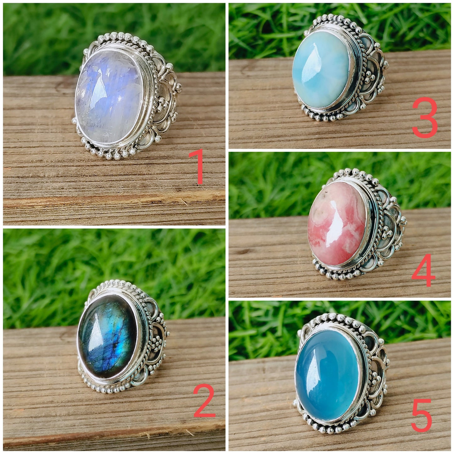 Multiple Stones Boho Statement rings , 925 sterling silver ring,Handcrafted Bohemian Ring, personalized stone ring ,choose stone ring,gifts