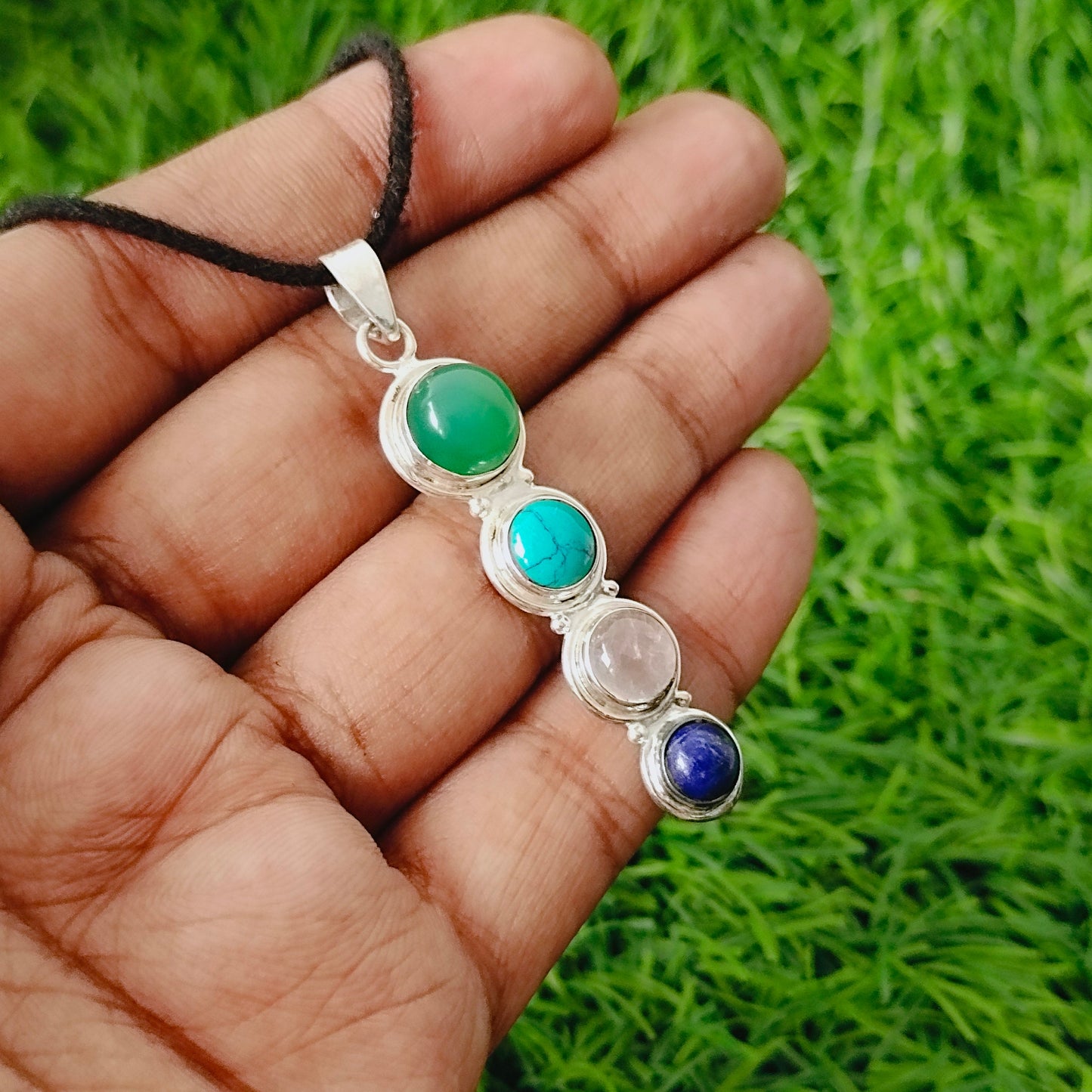 Multistone Pendant Necklace - Multi Gemstone Pendant - 4 Gemstones Pendant - 4 Round Gemstone Pendant- Beautiful Pendant - Necklace - Gifts