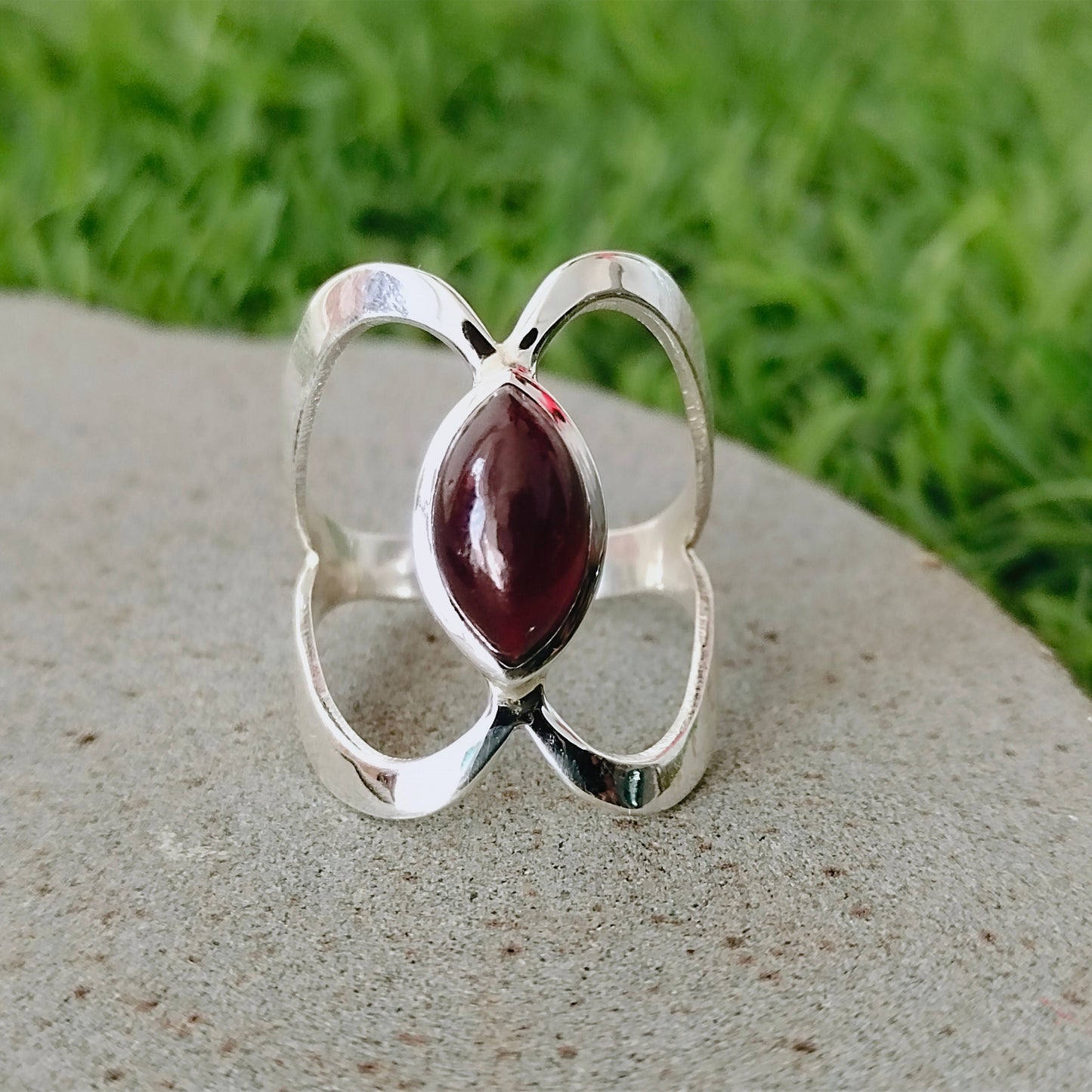 Boho Statement Ring - Garnet Sterling Silver Ring - Hand Crafted Bohemian Ring-Boho Ring -925 sterling silver- Garnet Rings -Gift for her