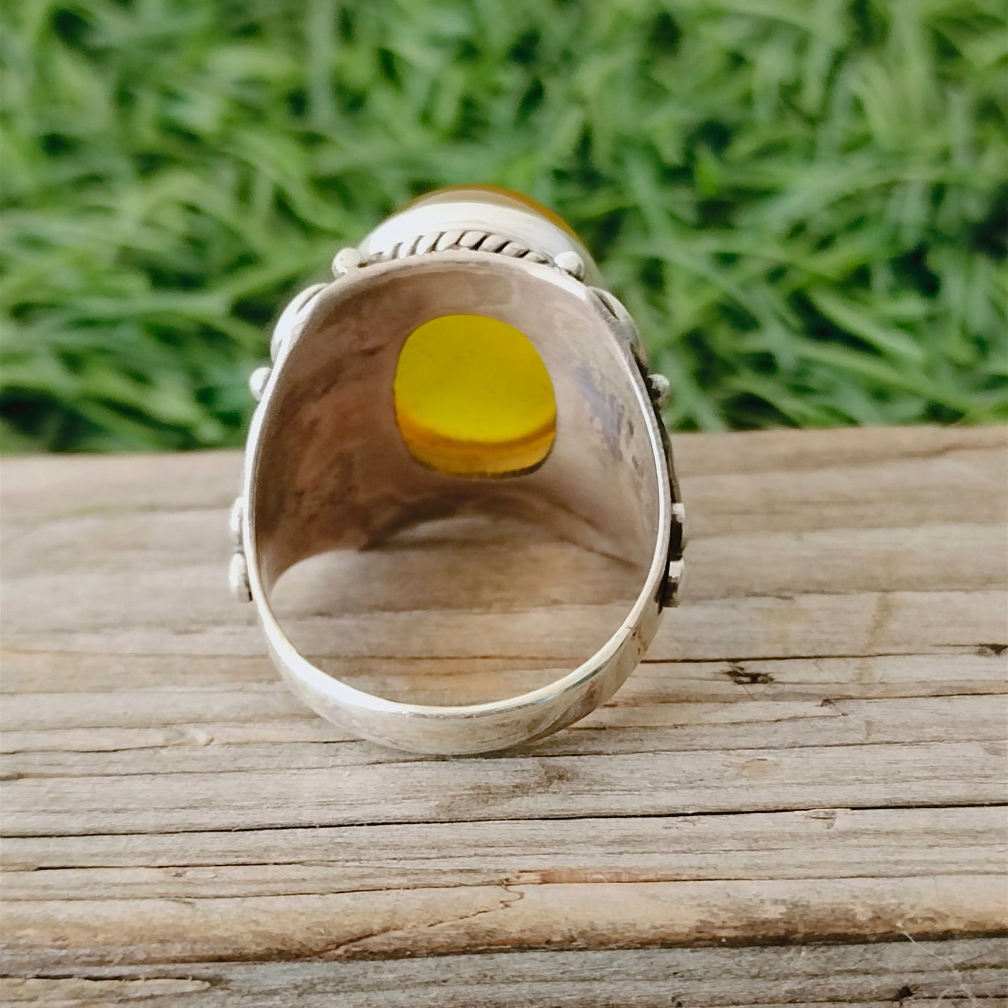 minimalist yellow calsy ring# summer jewelry# summer gift# trendy jewelry# beach jewelry# gift for her# silver 925 ring# etsy best ring