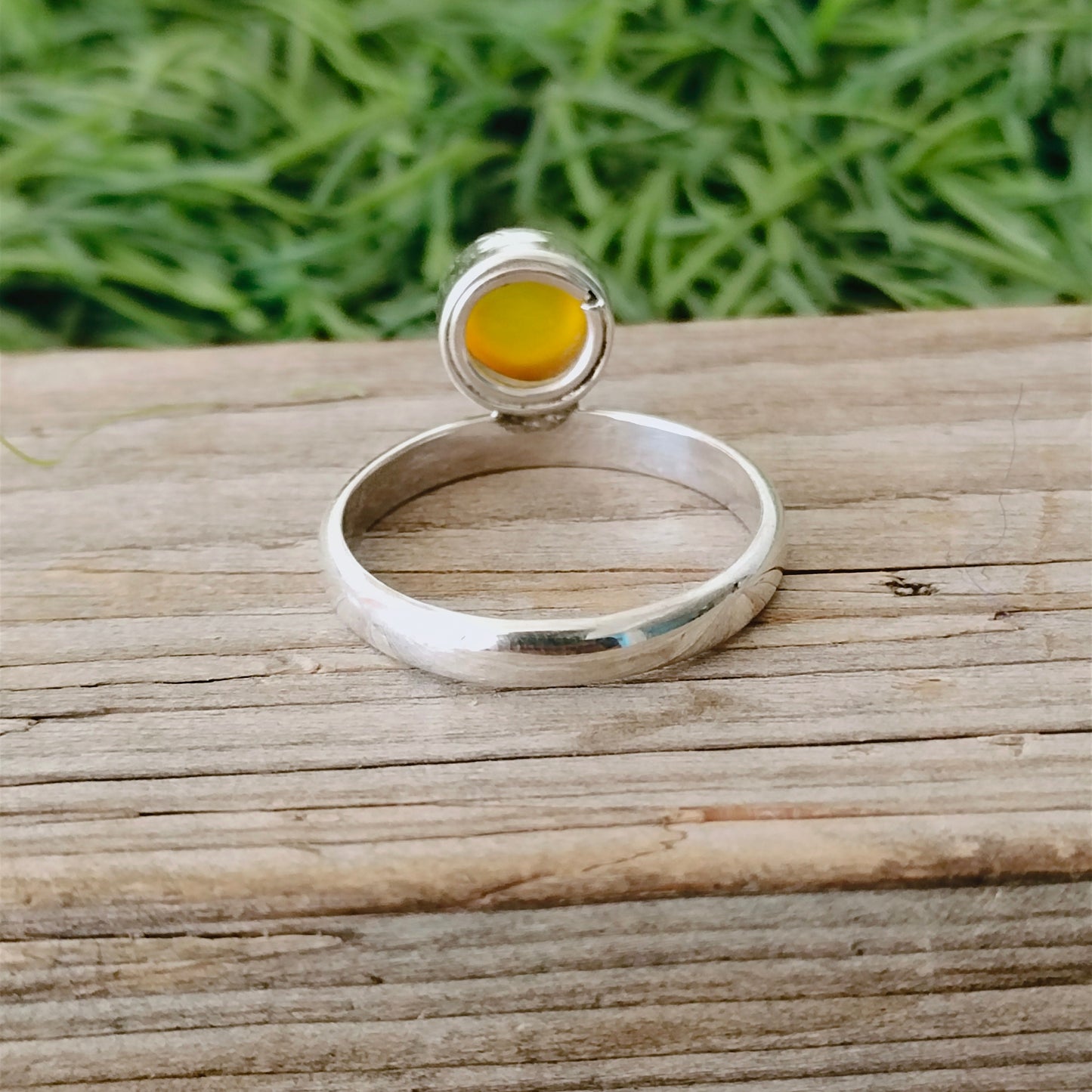 Bague de déclaration Boho - Bague en argent sterling Calci jaune - Bague bohème fabriquée à la main - Bague bohème - Bagues Calci jaunes - Cadeau pour elle Cadeaux