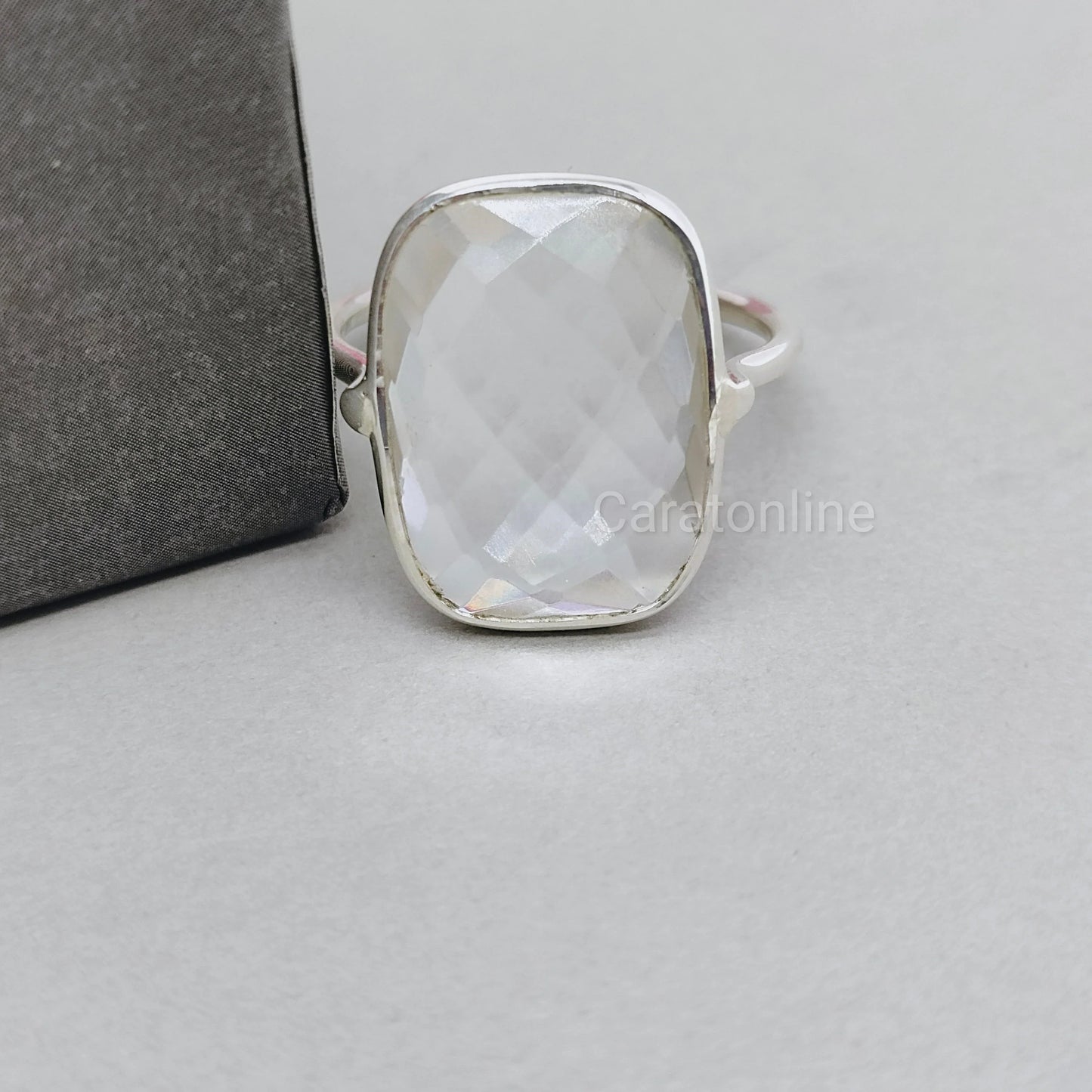 Clear Quartz sterling silver ring , bezel silver ring , 925 silver ring , clear quartz ring , christmas gift for her , jewelry , rings