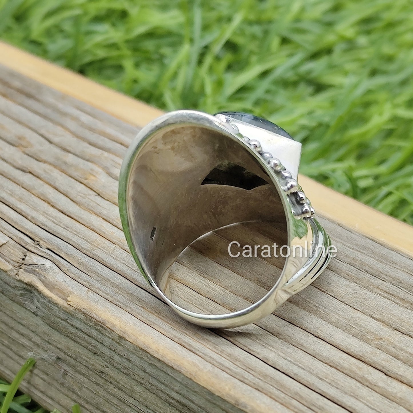 Moss Agate Gemstone Ring -925 Sterling Silver Ring - Hand Crafted Bohemian Ring- Moss Agate Ring- Rings - Gifts for her -statement ring